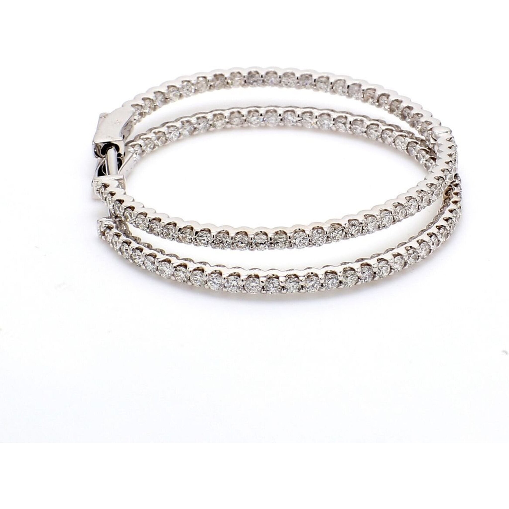 Ninacci 14K White Gold Inside Out Hoop Earrings with 100 Round Diamonds - 1.56 Carat Total Diamond Weight