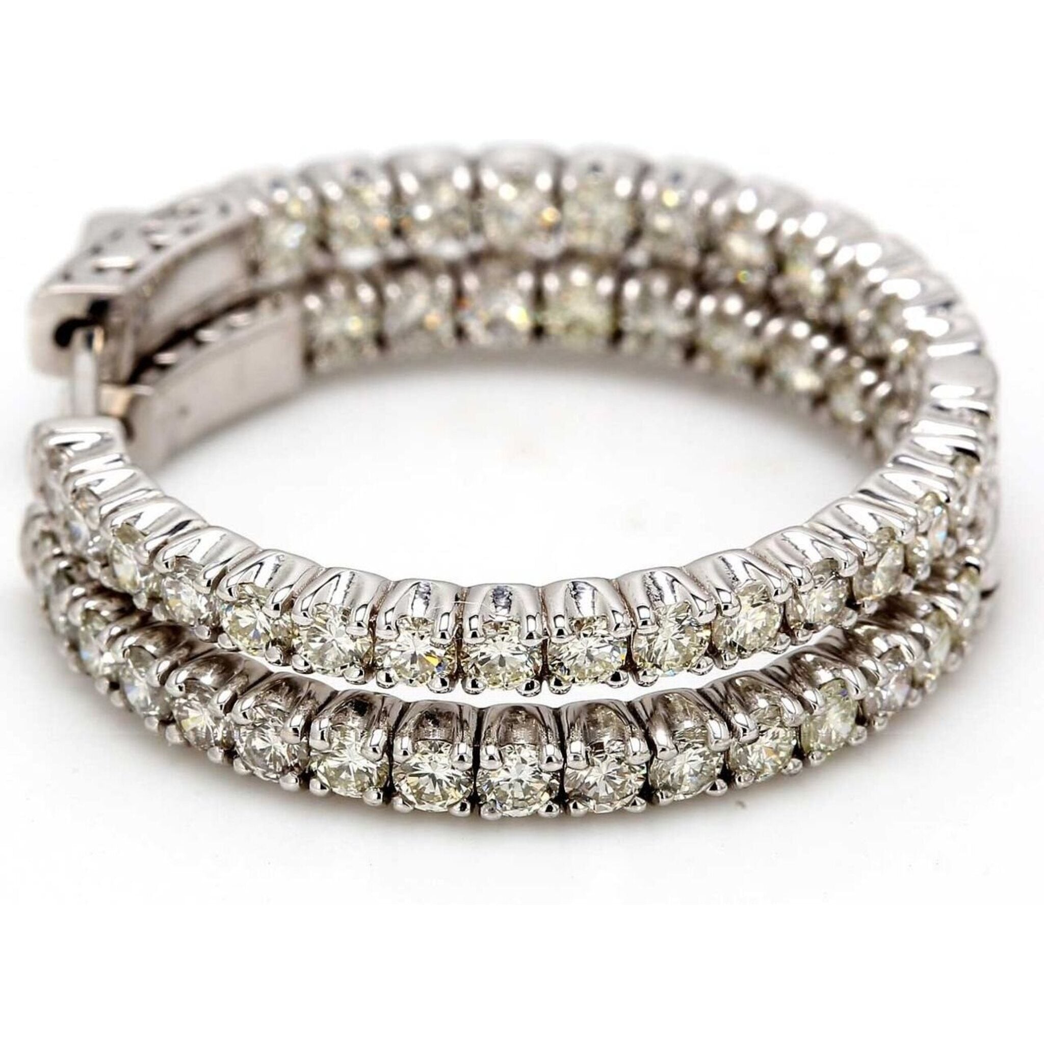 Ninacci 14K White Gold Inside Out Hoop Earrings with 52 Round Diamonds - 2.30 Carat Total Diamond Weight