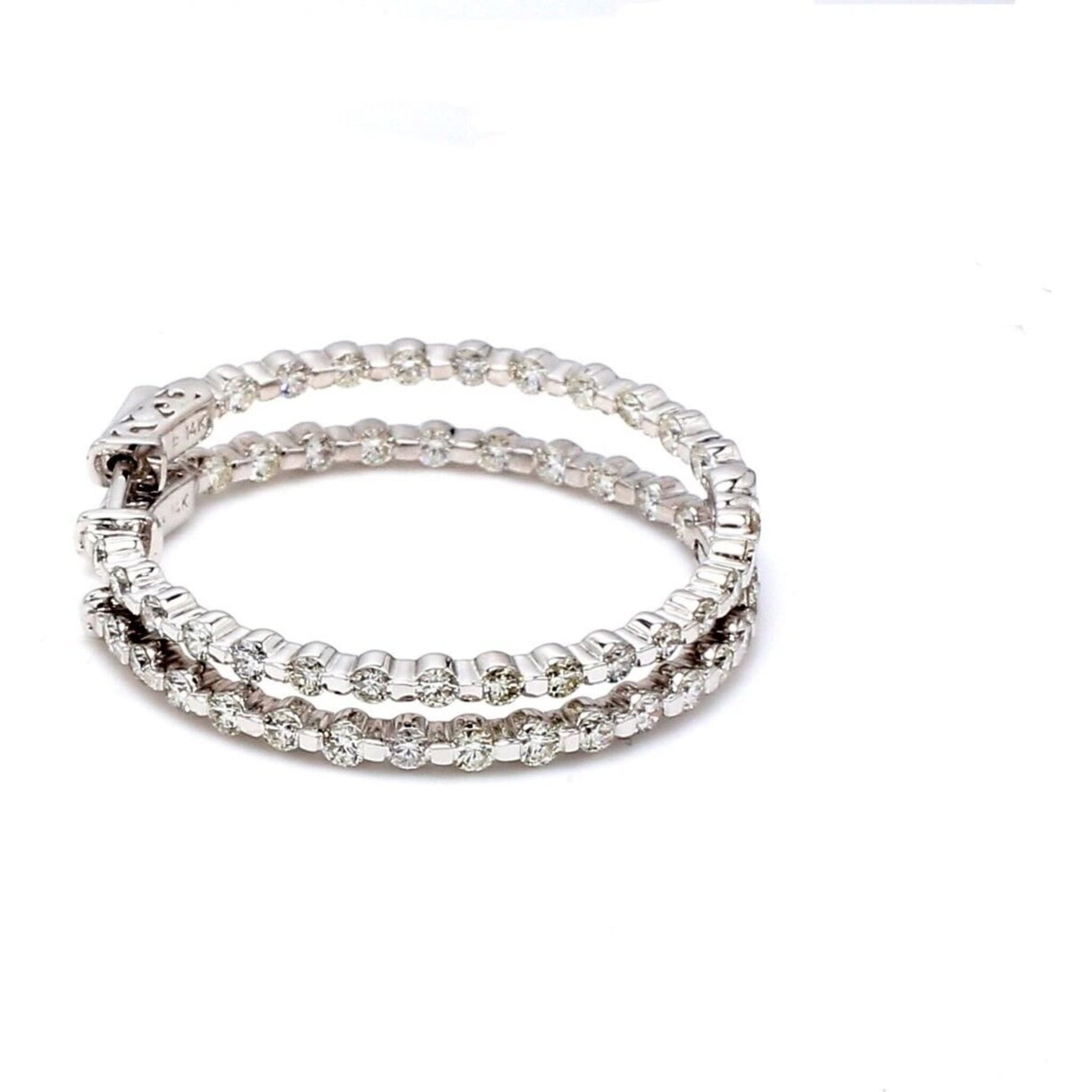 Ninacci 14K White Gold Inside Out Hoop Earrings with Channel Set Round Diamonds - 2.68 Carat Total Diamond Weight