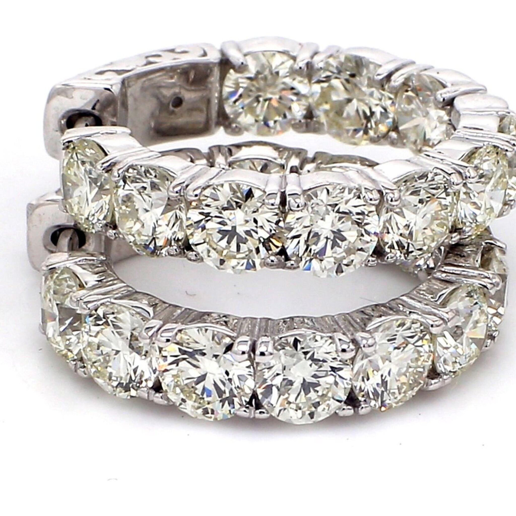 Ninacci 14K White Gold Inside Out Hoop Earrings with Prong Set Round Diamonds - 6.21 Carat Total Diamond Weight