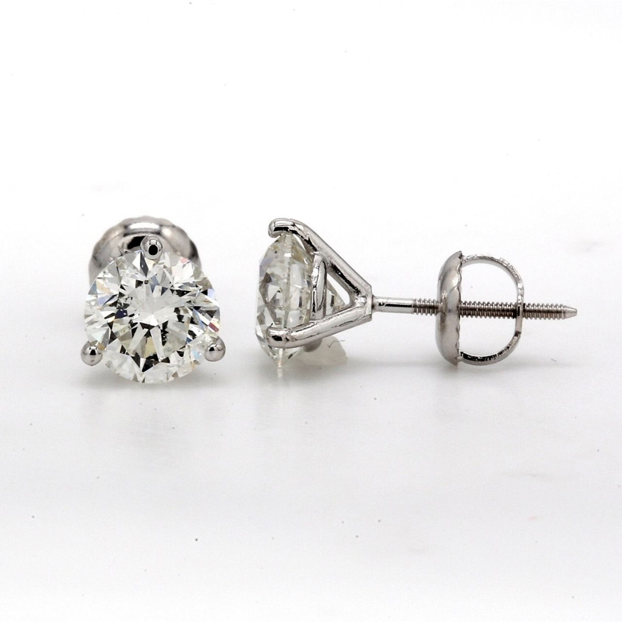 Ninacci 14K White Gold Martini Style Stud Earrings with 3-Prong Set G-H/SI3 Round Diamonds - 1.10 Carat Total Diamond Weight