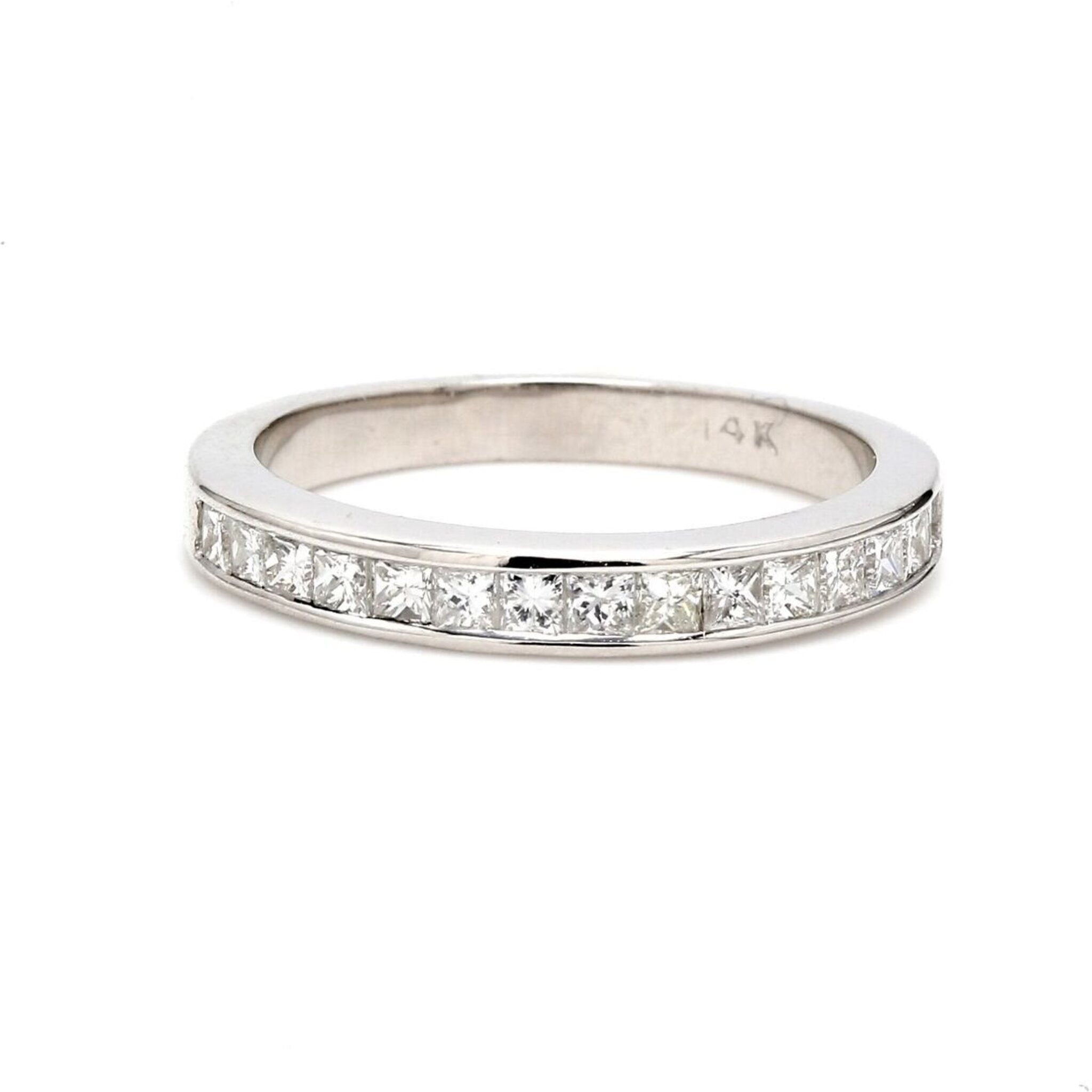 Ninacci 14K White Gold Princess Cut Diamond Band - 0.55 Carat Total Diamond Weight - Size 5.5