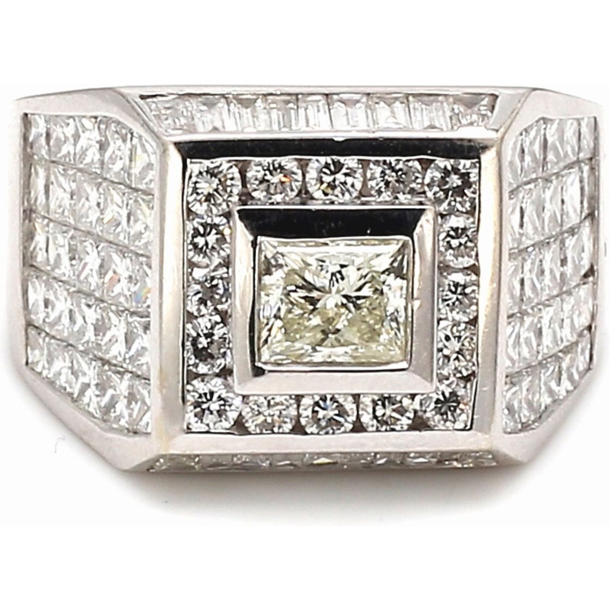 Ninacci 14K White Gold Princess Cut Diamond Ring - 6.71 Carat Total Diamond Weight - Size 10.25