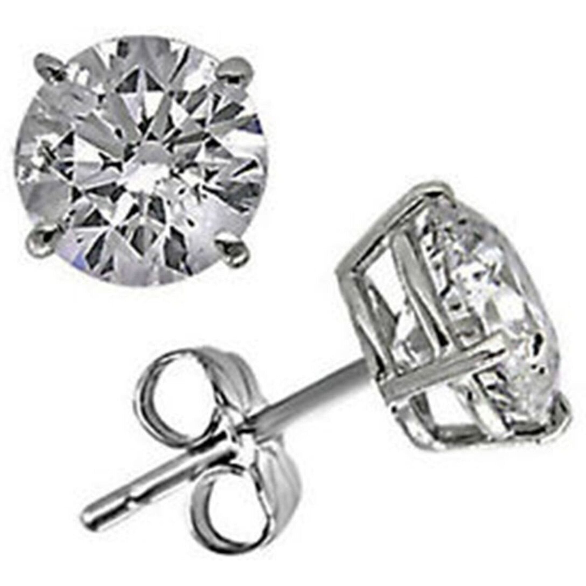 Ninacci 14K White Gold Push Back Stud Earrings with 1.09 Carat Total Diamond Weight