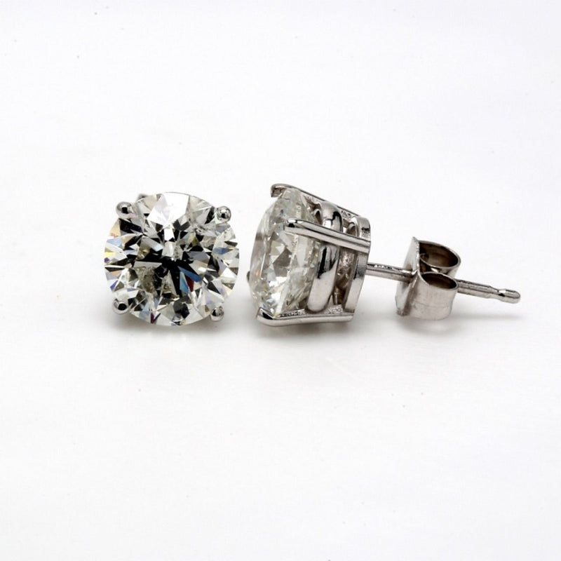 Ninacci 14K White Gold Push Back Stud Earrings with G-H/SI3 Round Diamonds - D3.58 Carat Total Diamond Weight