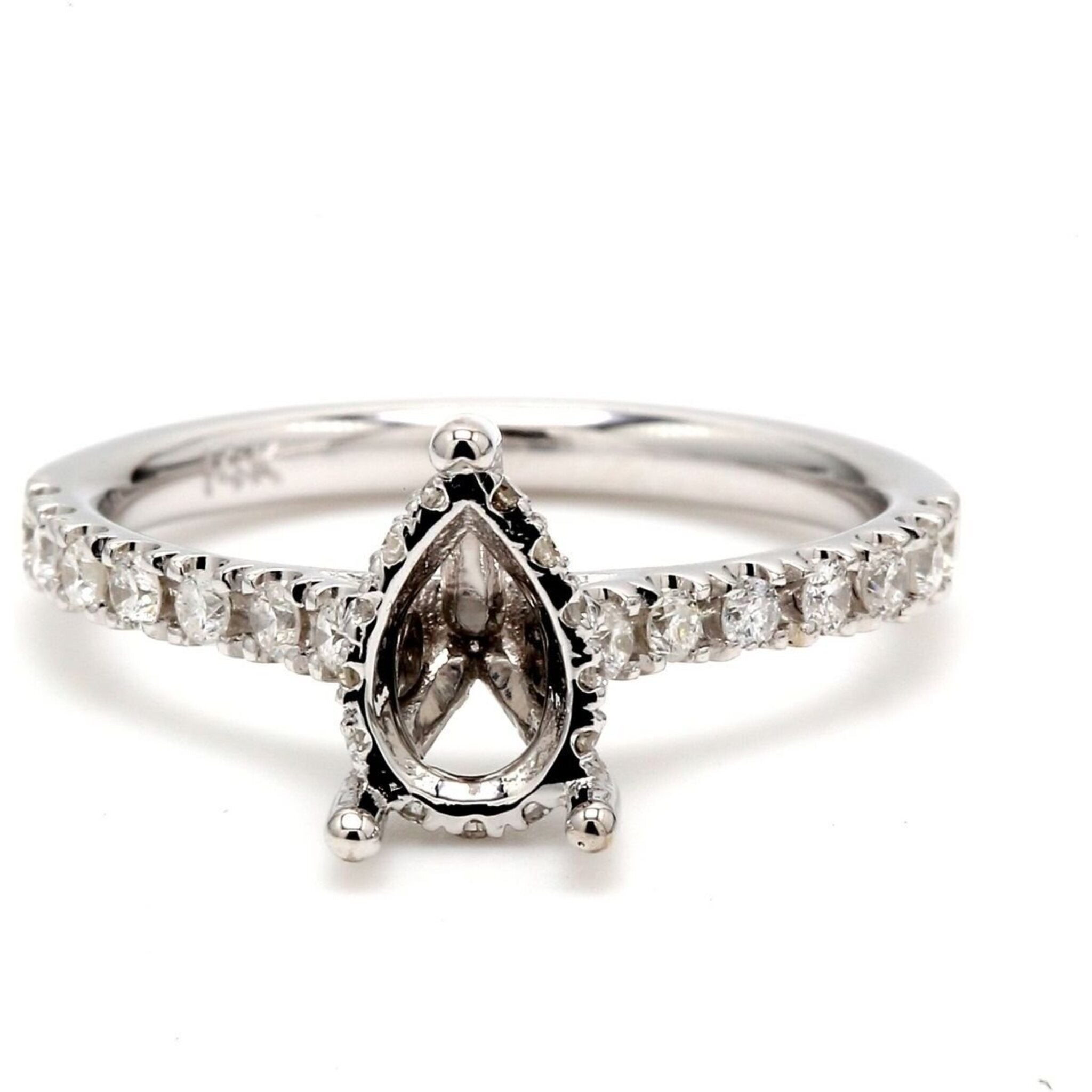 Ninacci 14K White Gold Semi-Mount Engagement Ring with Prong-Set Round Diamonds - 0.36 Carat Total Diamond Weight
