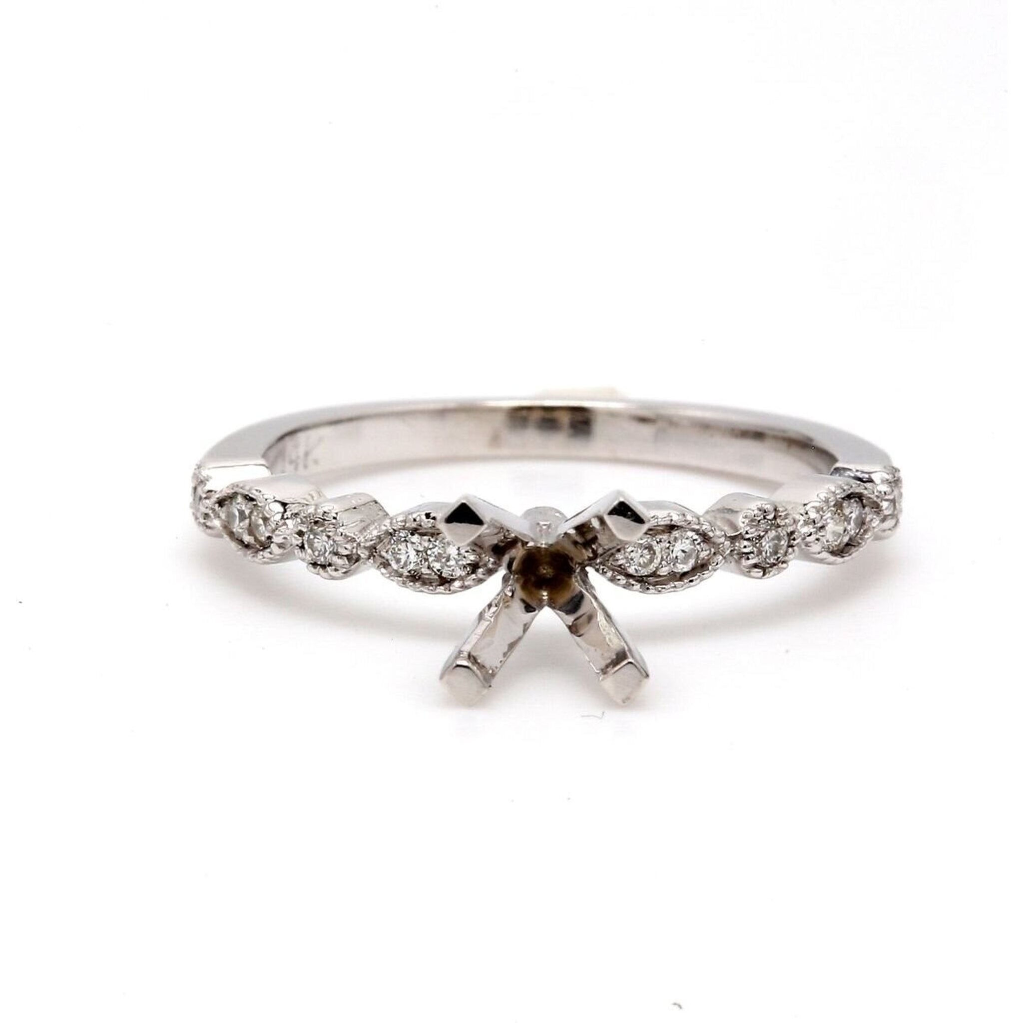Ninacci 14K White Gold Shared Prong Diamond Semi-Mount - Eternal Love Edition - Size 6.75