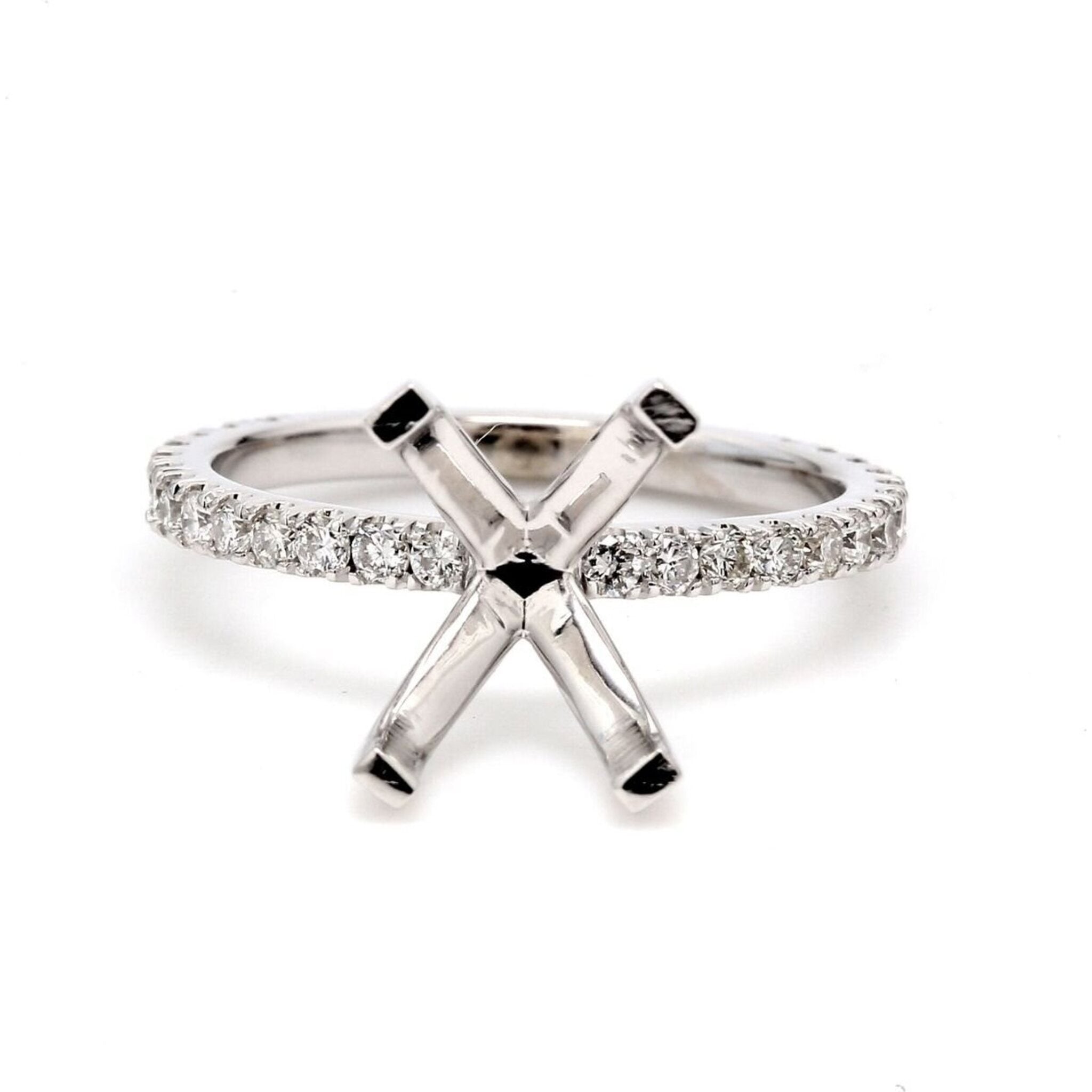 Ninacci 14K White Gold U-Prong Elegance Diamond Engagement Ring - 0.43 Carat Total Diamond Weight - Size 5