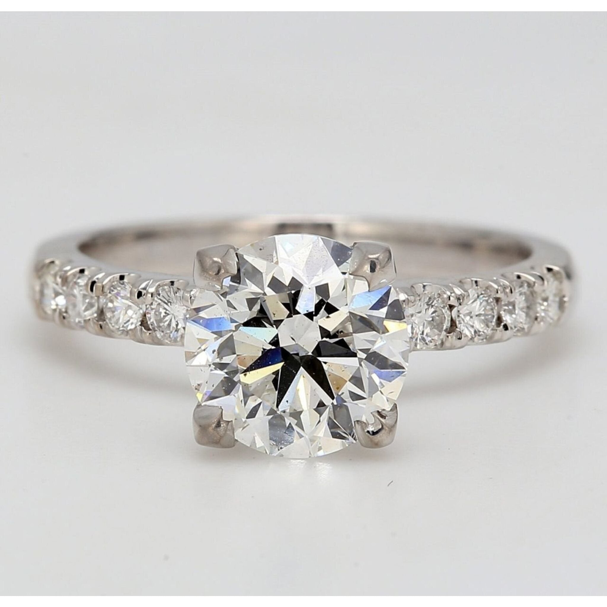 Ninacci 14K White Gold U-Prong Semi-mount Ring with 0.34 Carats Round Diamonds - Size 6.0