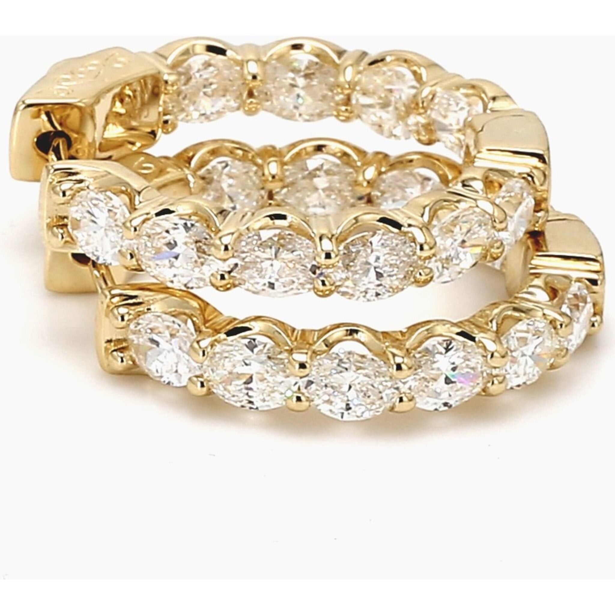 Ninacci 14K Yellow Gold 0.75" Inside-Out Oval Diamond Hoop Earrings - 4.83 Carat Total Diamond Weight
