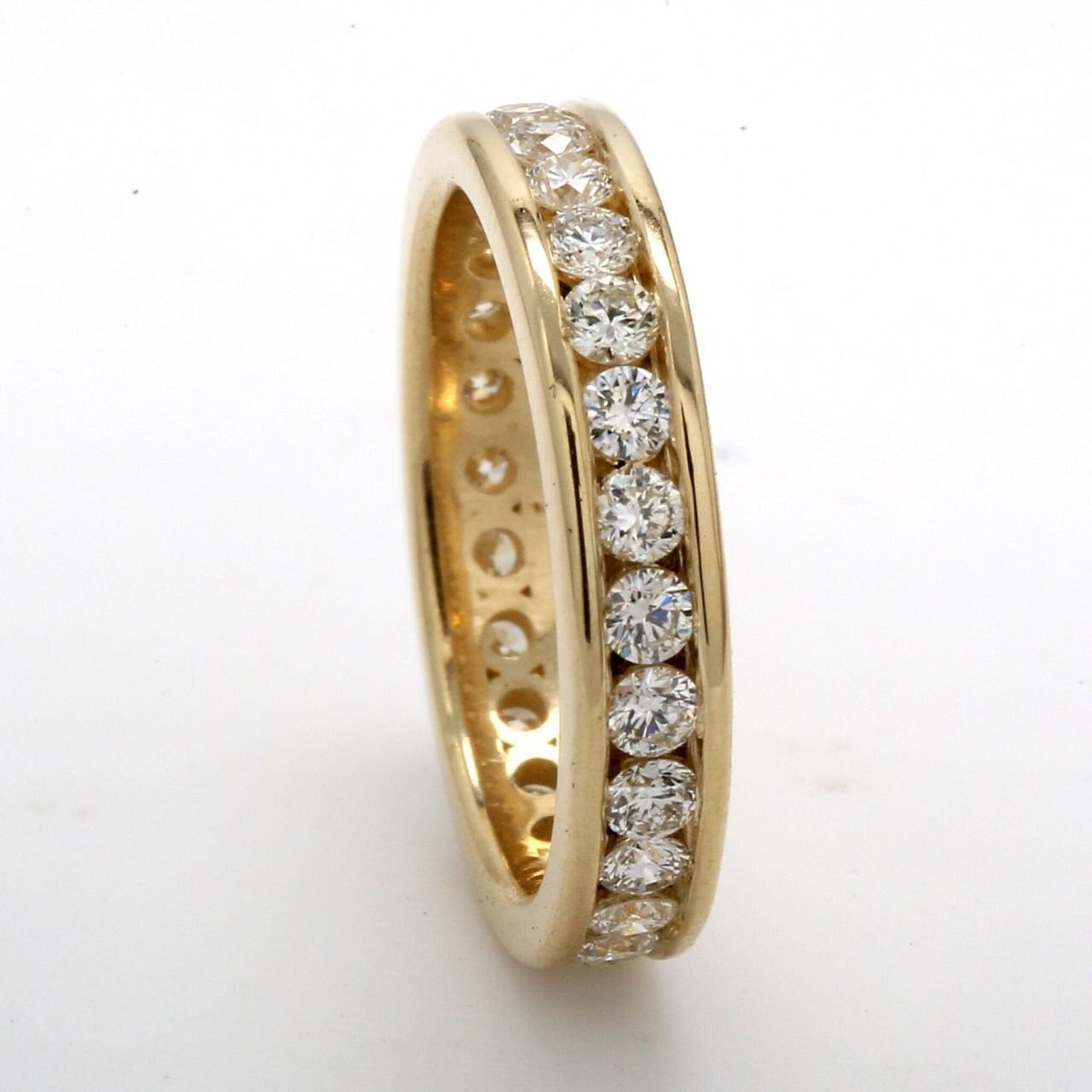 Ninacci 14K Yellow Gold 0.88 Carats Round Diamond Eternity Band - Size 3.5