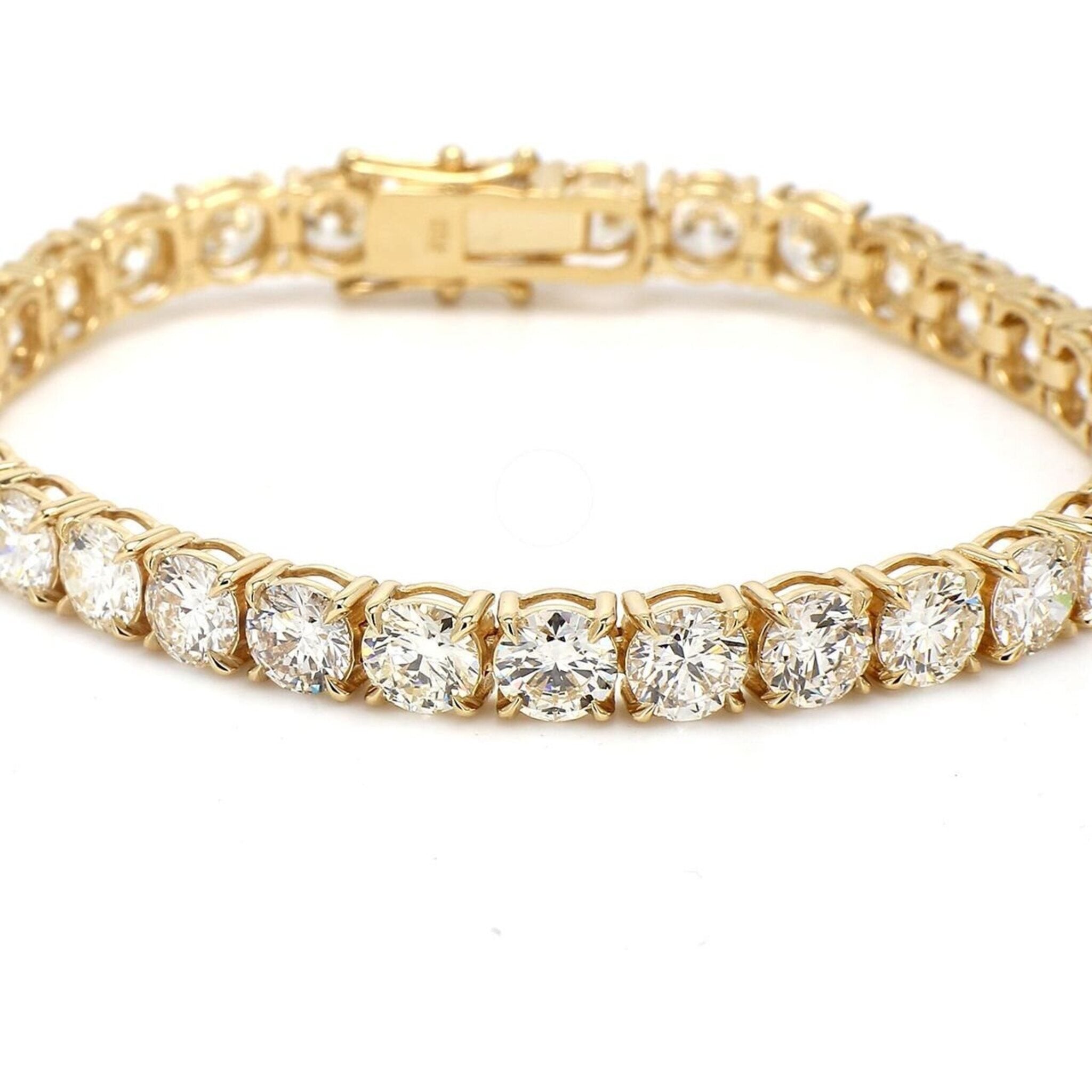 Ninacci 14K Yellow Gold 10.01 Carats Round Diamond Tennis Bracelet