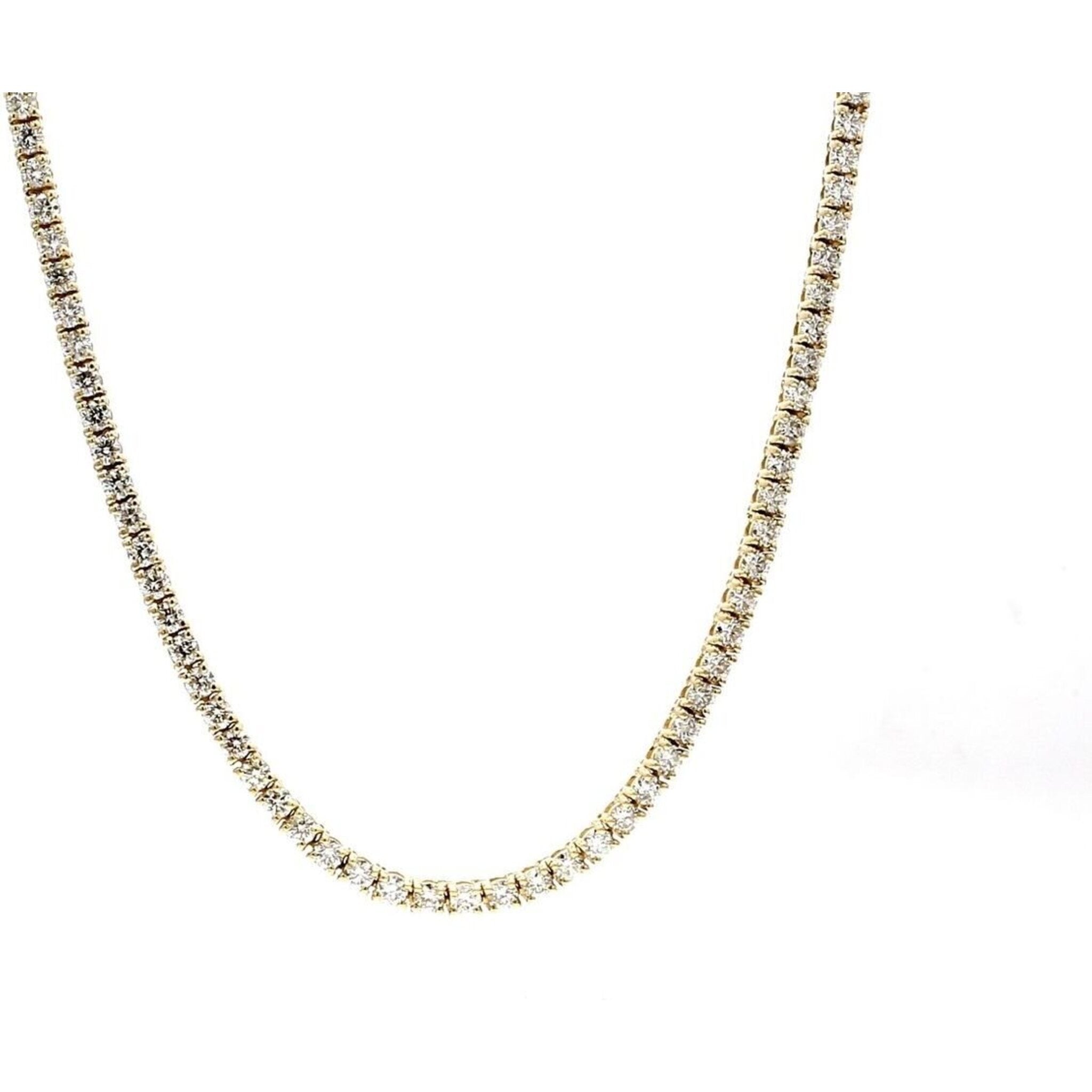 Ninacci 14K Yellow Gold 16" Tennis Necklace with 172 Round Diamonds - 5.87 Carat Total Diamond Weight