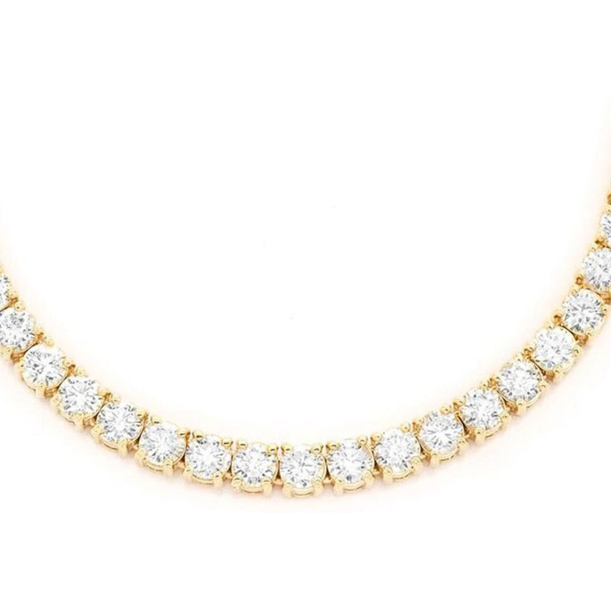 Ninacci 14K Yellow Gold 17" Tennis Necklace with 4-Prong Set Round Diamonds - 4.86 Carat Total Diamond Weight