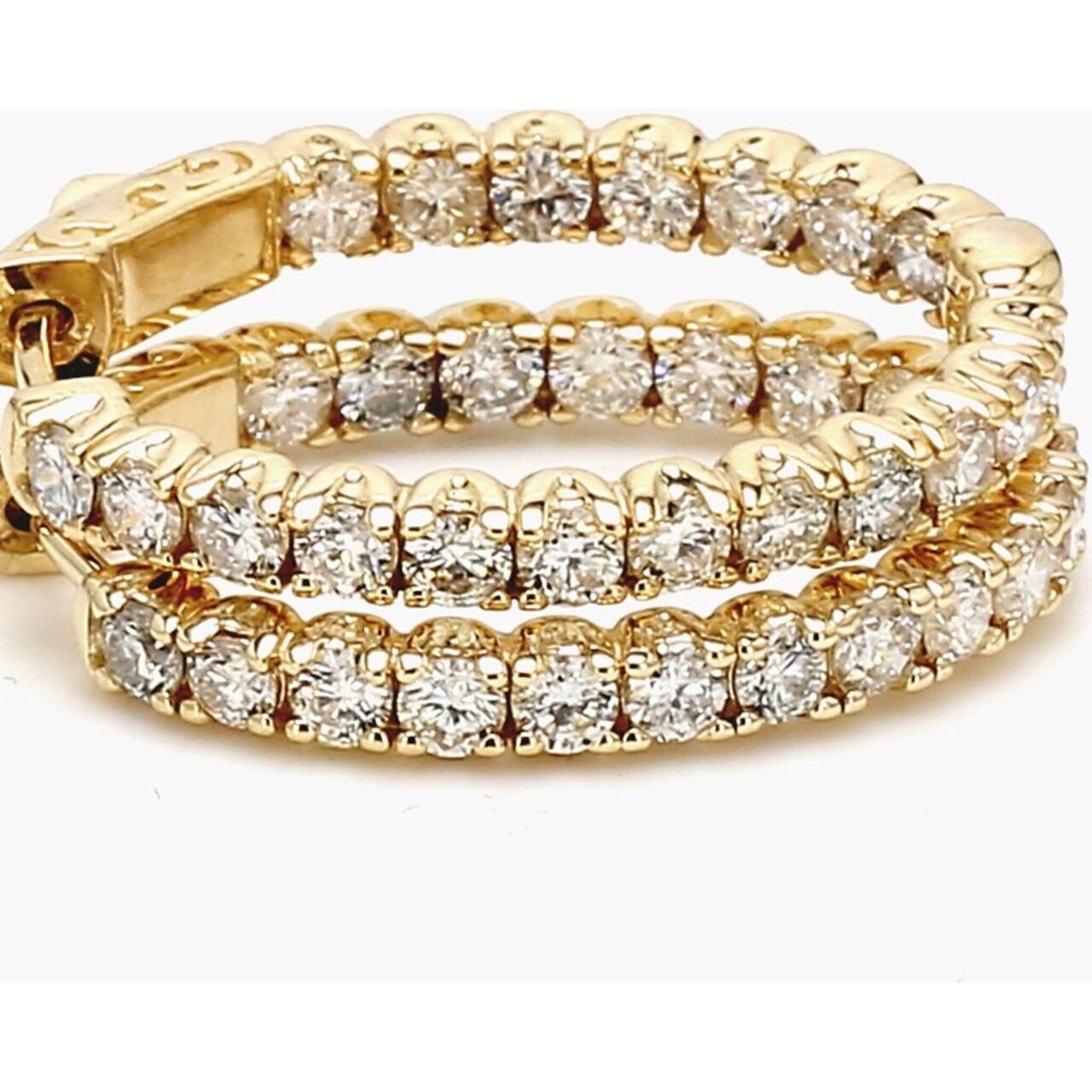 Ninacci 14K Yellow Gold 2.66 Carats Oval Inside Out Hoop Earrings