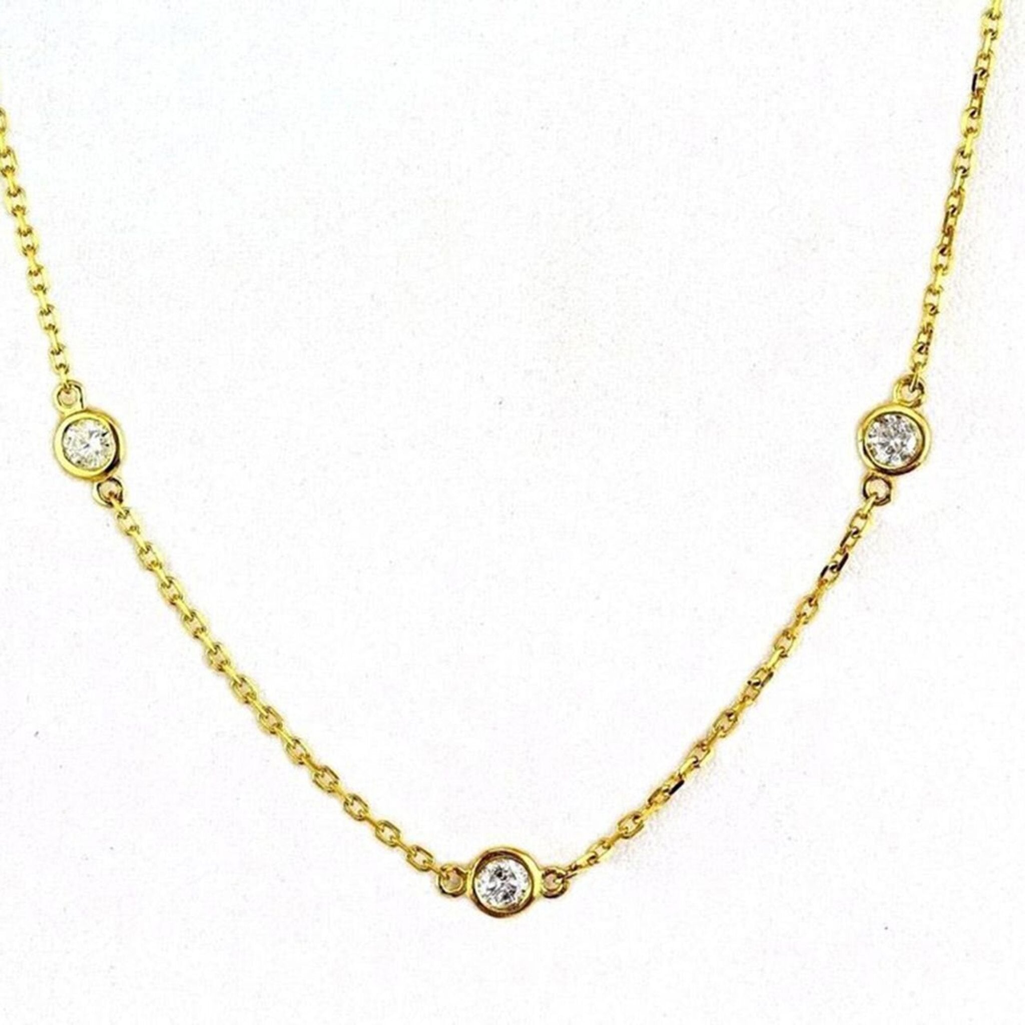 Ninacci 14K Yellow Gold 26" Diamond by the Yard Necklace - 2.95 Carat Total Diamond Weight