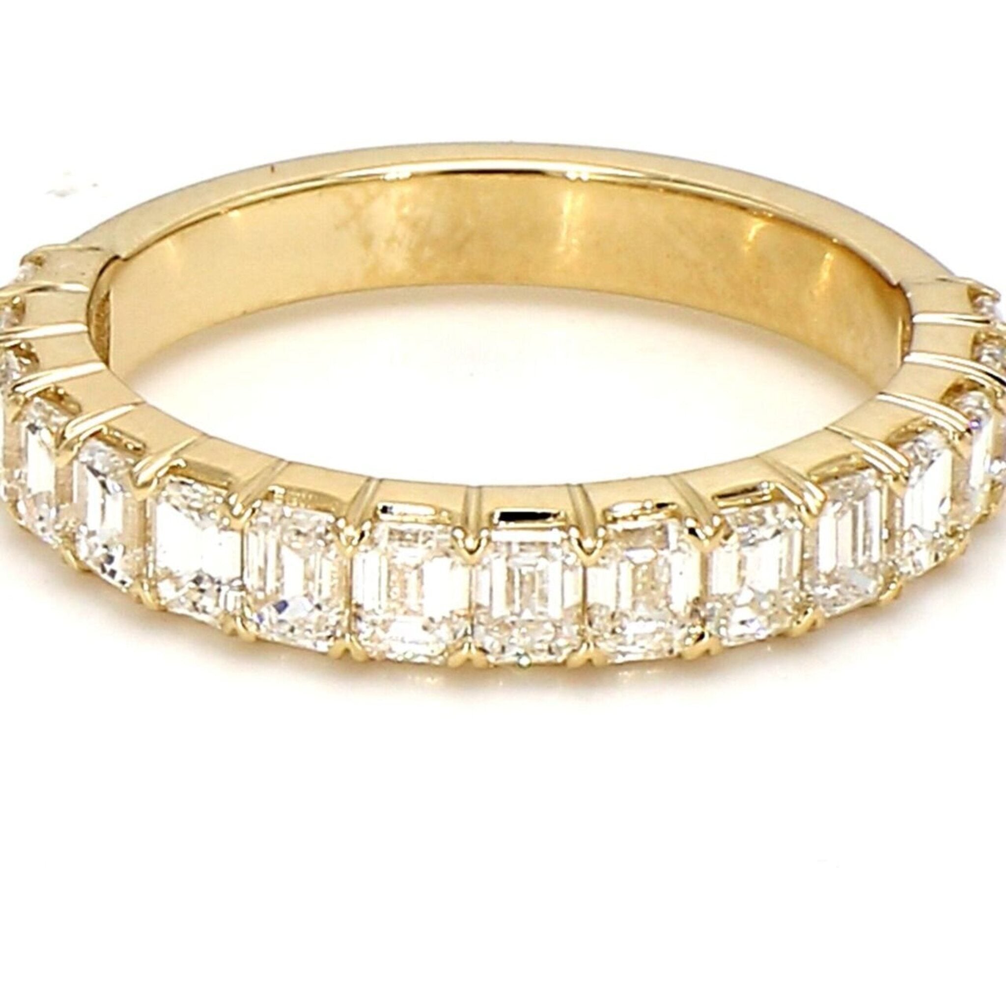 Ninacci 14K Yellow Gold 3/4 Way Band with Prong-Set Emerald Cut Diamonds - 1.38 Carat Total Diamond Weight - Size 4.75