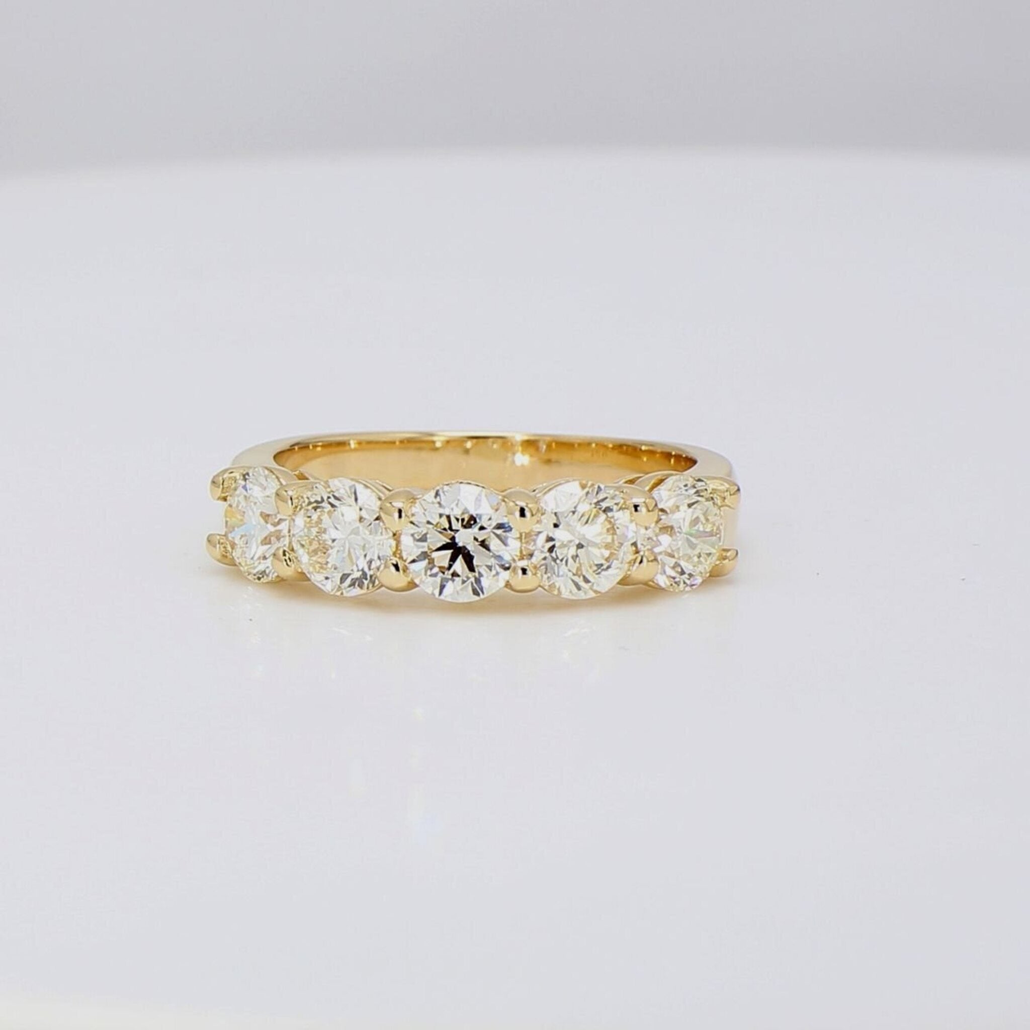 Ninacci 14K Yellow Gold 5-Stone Diamond Band - 2.06 Carat Total Diamond Weight - Size 6.25