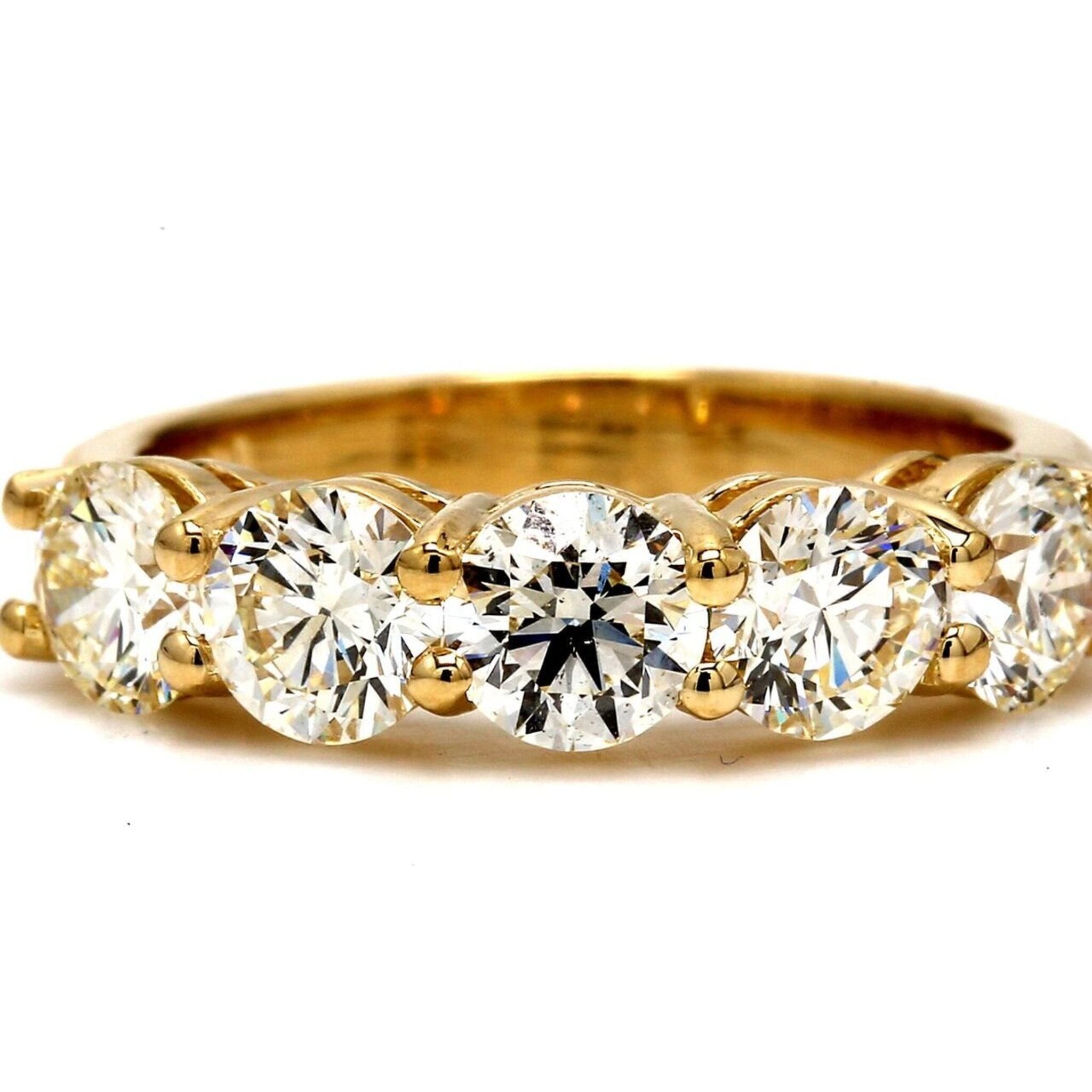 Ninacci 14K Yellow Gold 5-Stone Diamond Band - 2.85 Carat Total Diamond Weight - Size 8.5