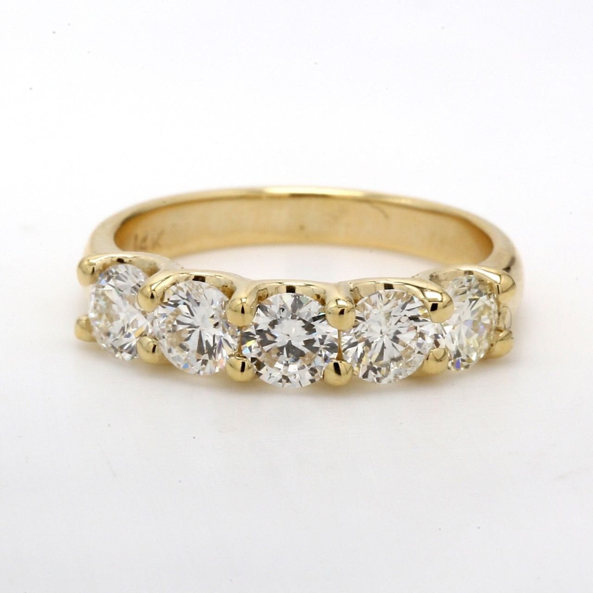 Ninacci 14K Yellow Gold 5-Stone Diamond Band - Elegance Personified - Size 6.5