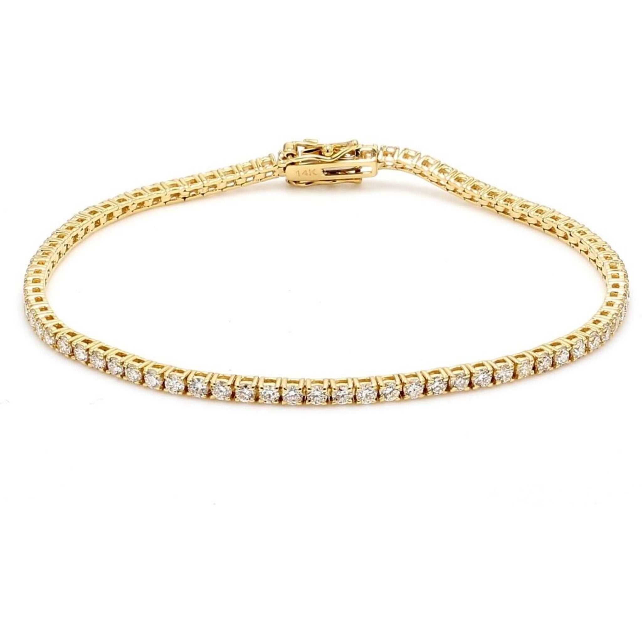 Ninacci 14K Yellow Gold 7.5" Tennis Bracelet with Prong-Set Round Diamonds - 2.39 Carat Total Diamond Weight