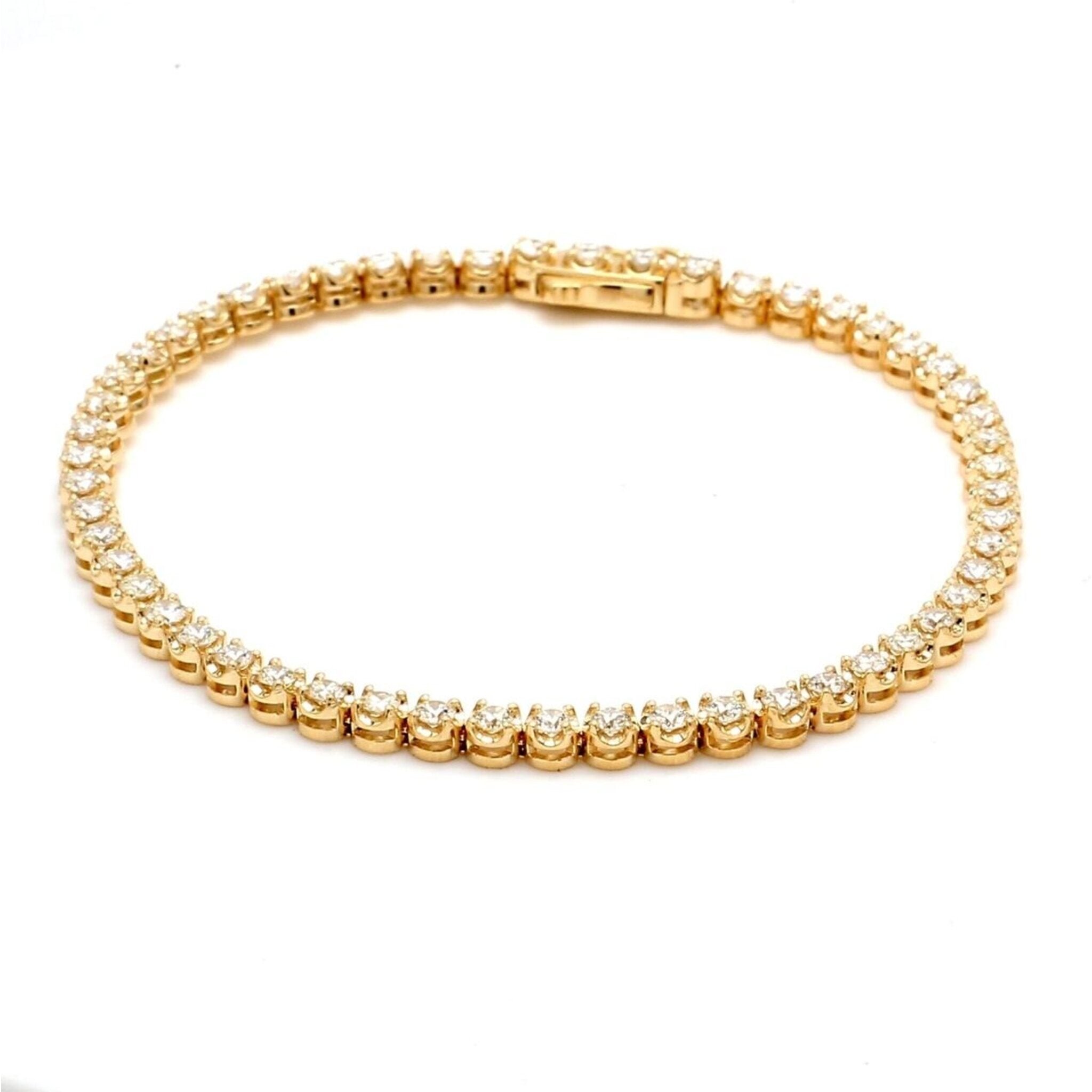 Ninacci 14K Yellow Gold 7.68 Carats Round Diamond Tennis Bracelet