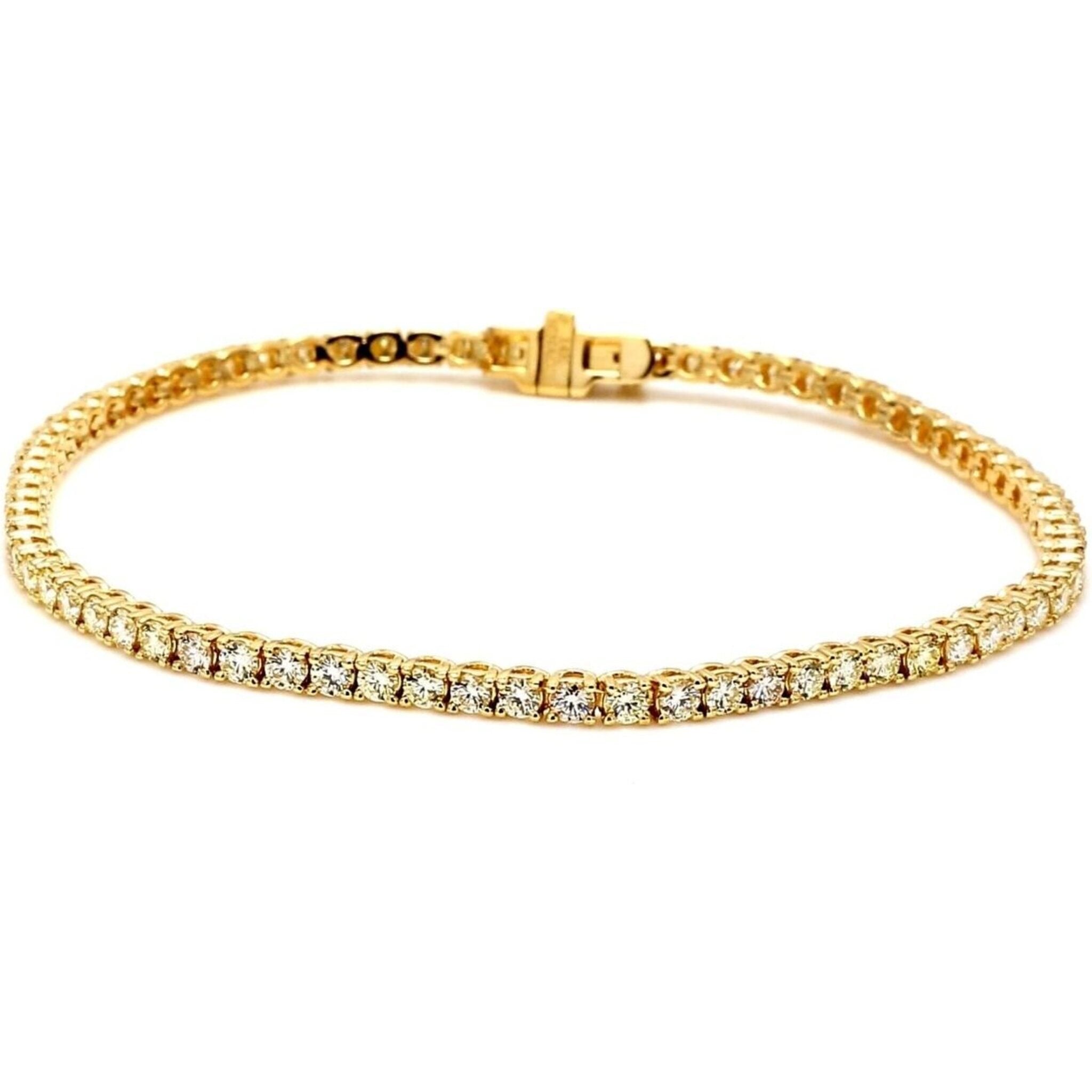 Ninacci 14K Yellow Gold 7" Tennis Bracelet with 2.94 Carats Round Diamonds