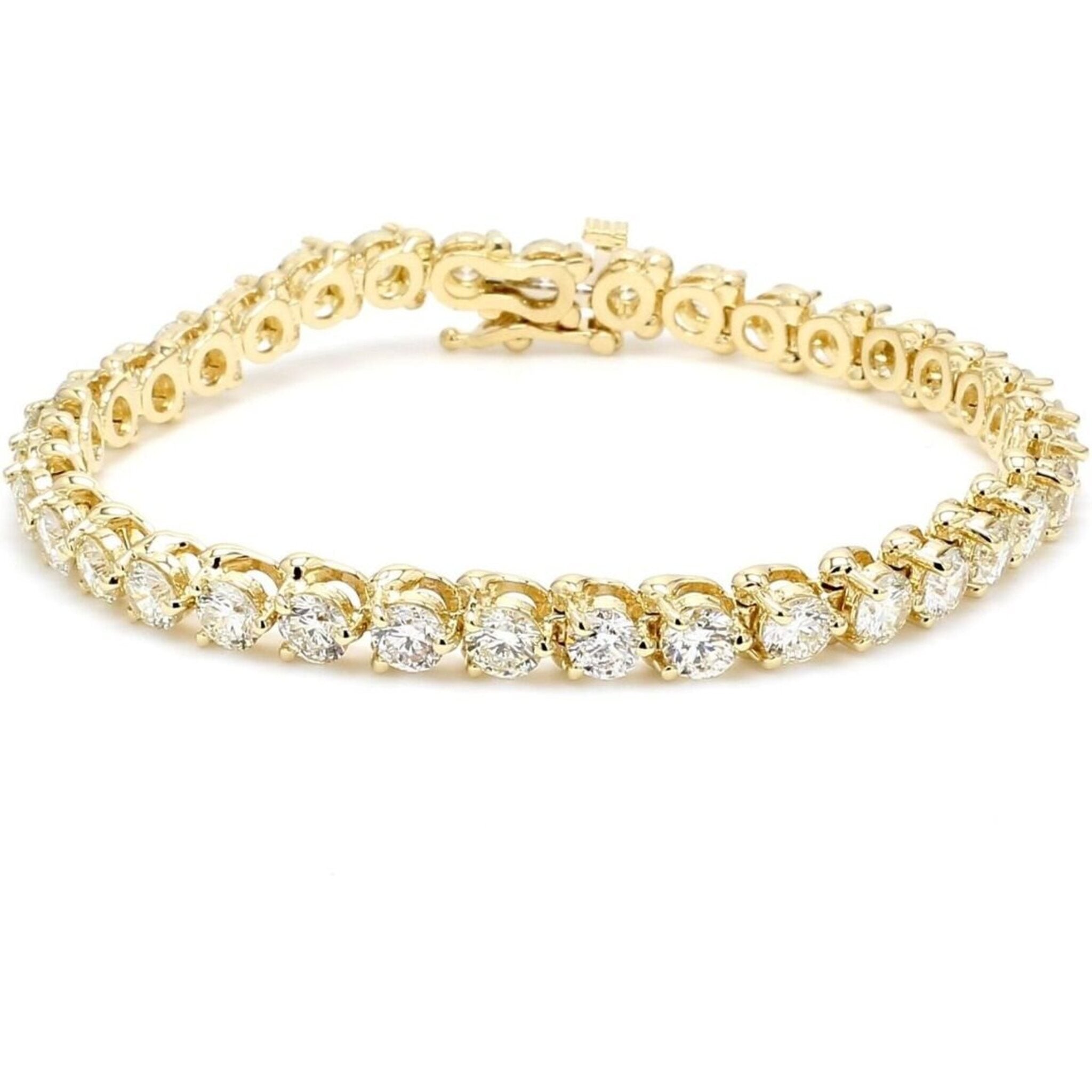 Ninacci 14K Yellow Gold 9.50 Carats Round Diamond Tennis Bracelet