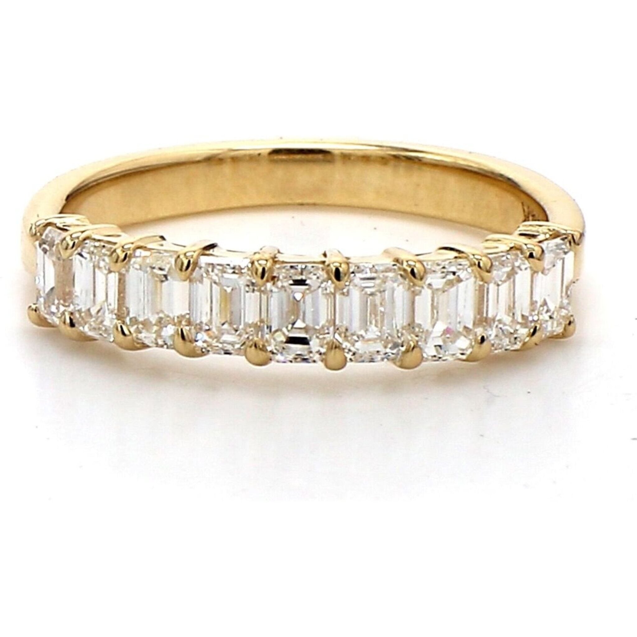 Ninacci 14K Yellow Gold 9-Stone Emerald Cut Diamond Band Ring - 1.31 Carat Total Diamond Weight - Size 6.5