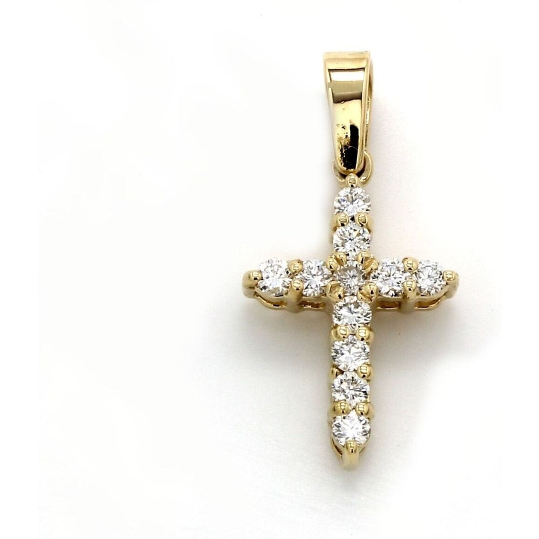 Ninacci 14K Yellow Gold Divine Cross Pendant with Prong-Set Diamonds - 0.33 Carat Total Diamond Weight
