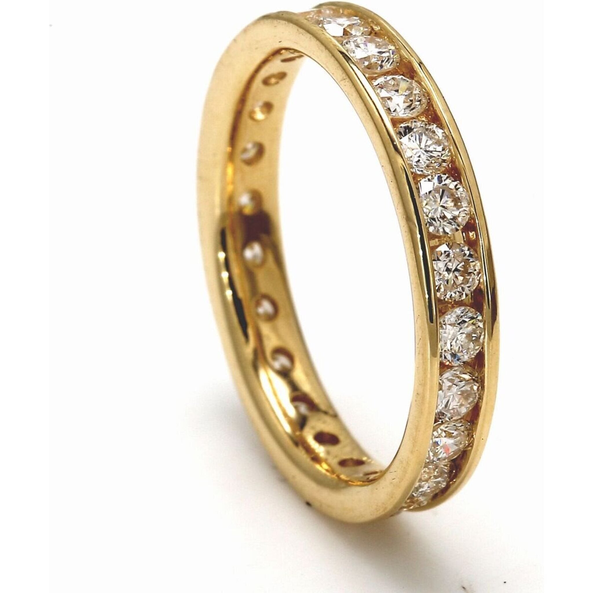 Ninacci 14K Yellow Gold Eternity Band with Channel-Set Round Diamonds - 0.97 Carat Total Diamond Weight - Size 4.5