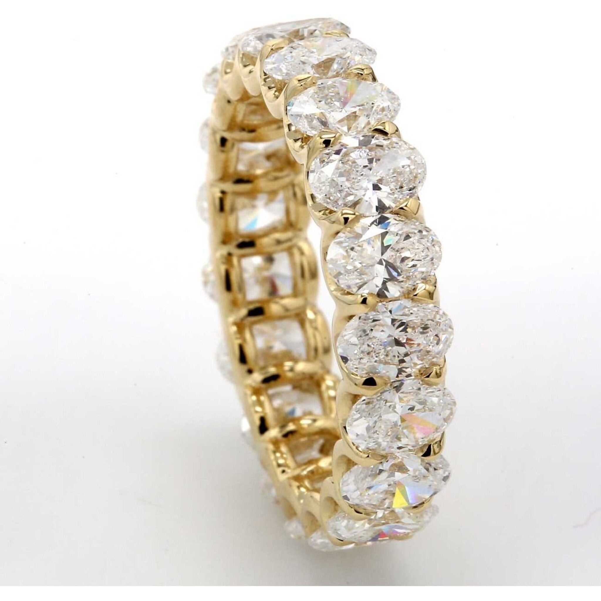 Ninacci 14K Yellow Gold Eternity Band with Shared U-Prong Set Oval Diamonds - 4.49 Carat Total Diamond Weight - Size 6.0