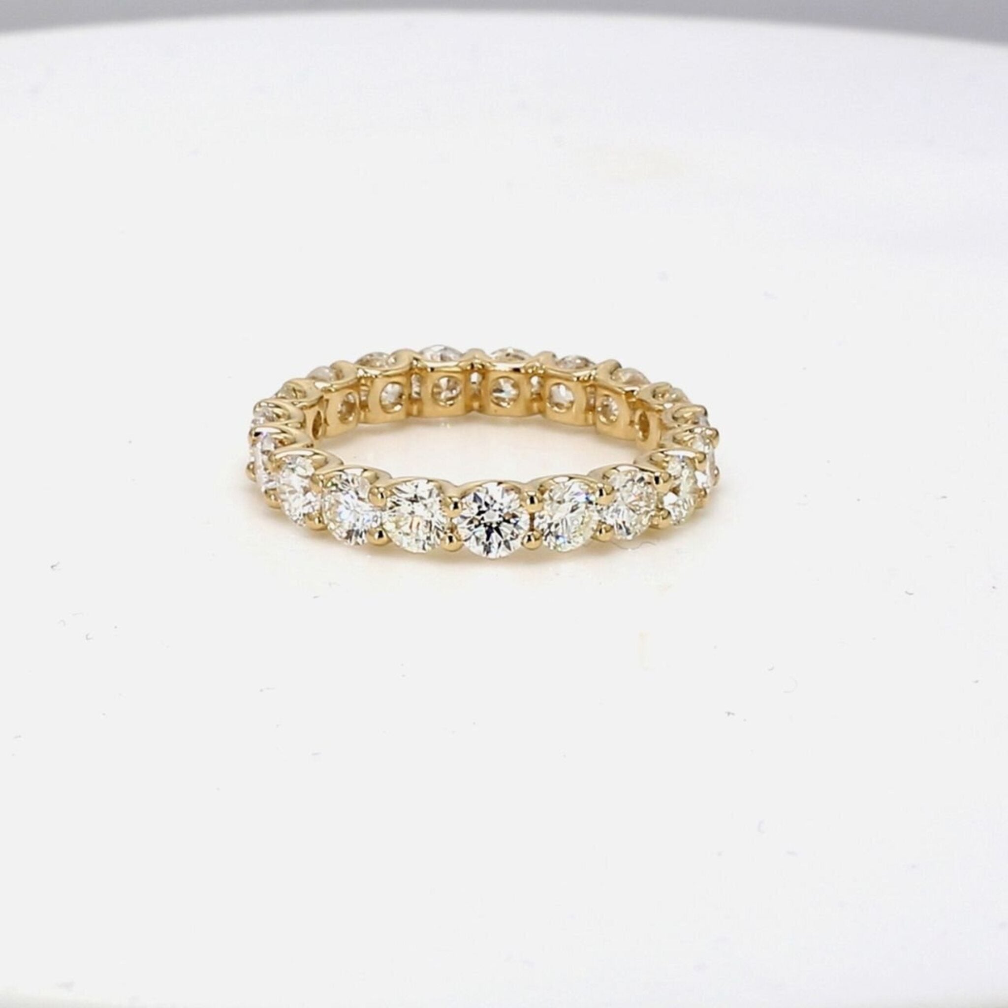 Ninacci 14K Yellow Gold Eternity Band with Shared U-Prong Set Round Diamonds - 2.96 Carat Total Diamond Weight