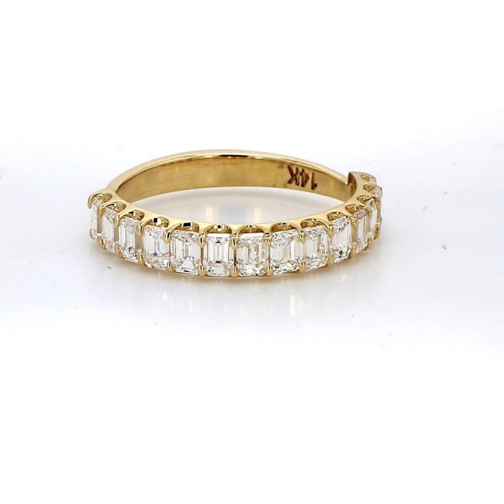 Ninacci 14K Yellow Gold Halfway Band with 1.21 Carats Emerald Cut Diamonds - Size 5.5