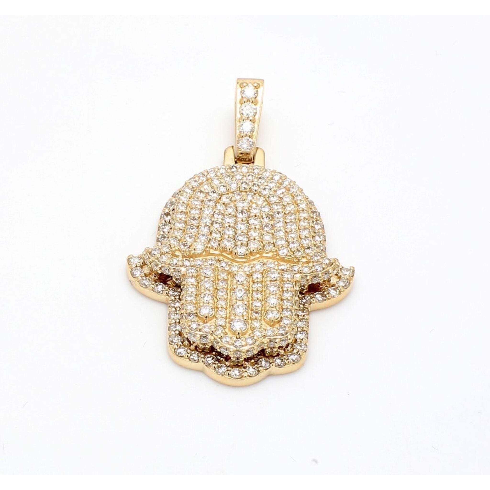 Ninacci 14K Yellow Gold Hamsa Pendant with Pave Set Round Diamonds - 3.86 Carat Total Diamond Weight