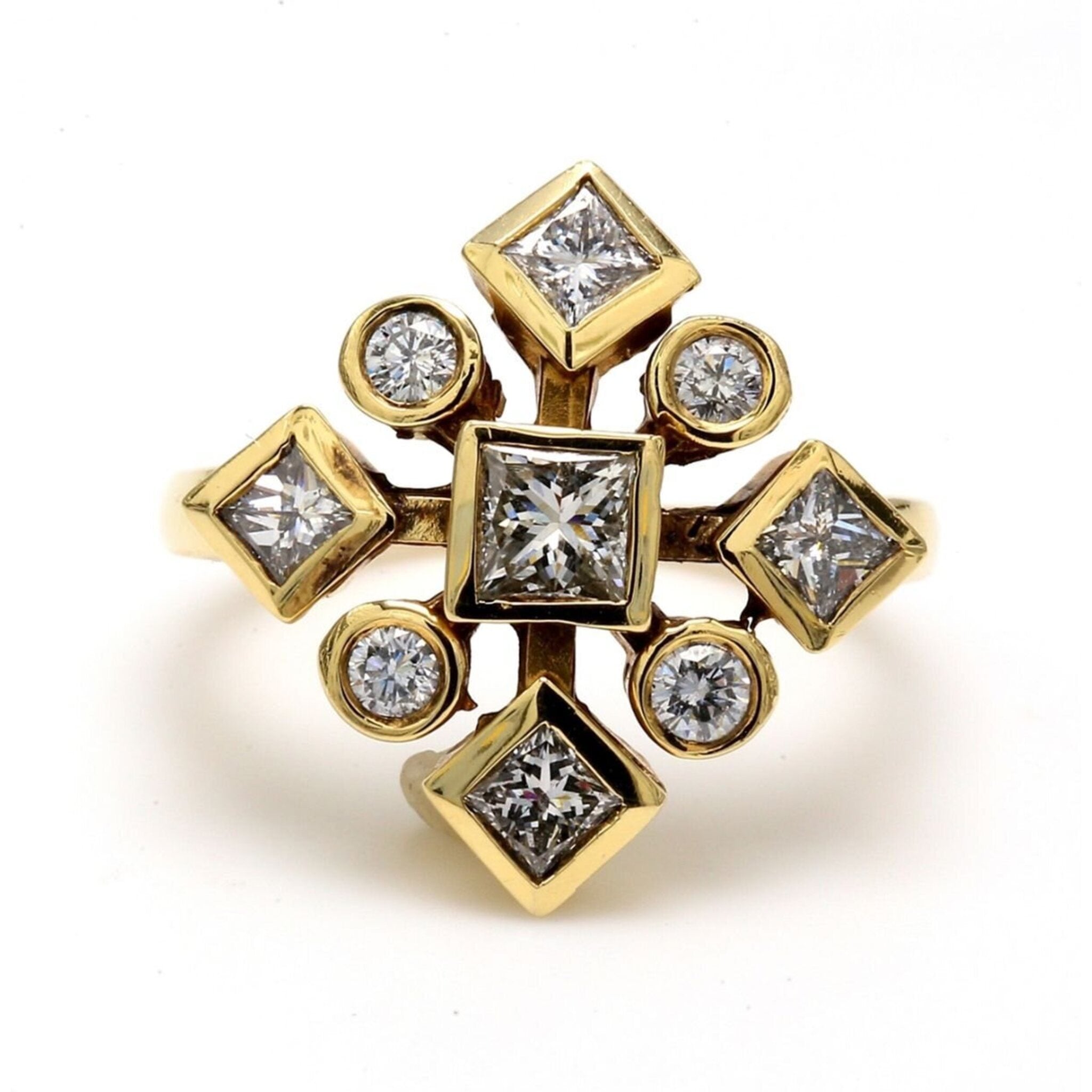 Ninacci 14K Yellow Gold Princess-Cut Right Hand Ring - Elegance Redefined. - Size 6.0