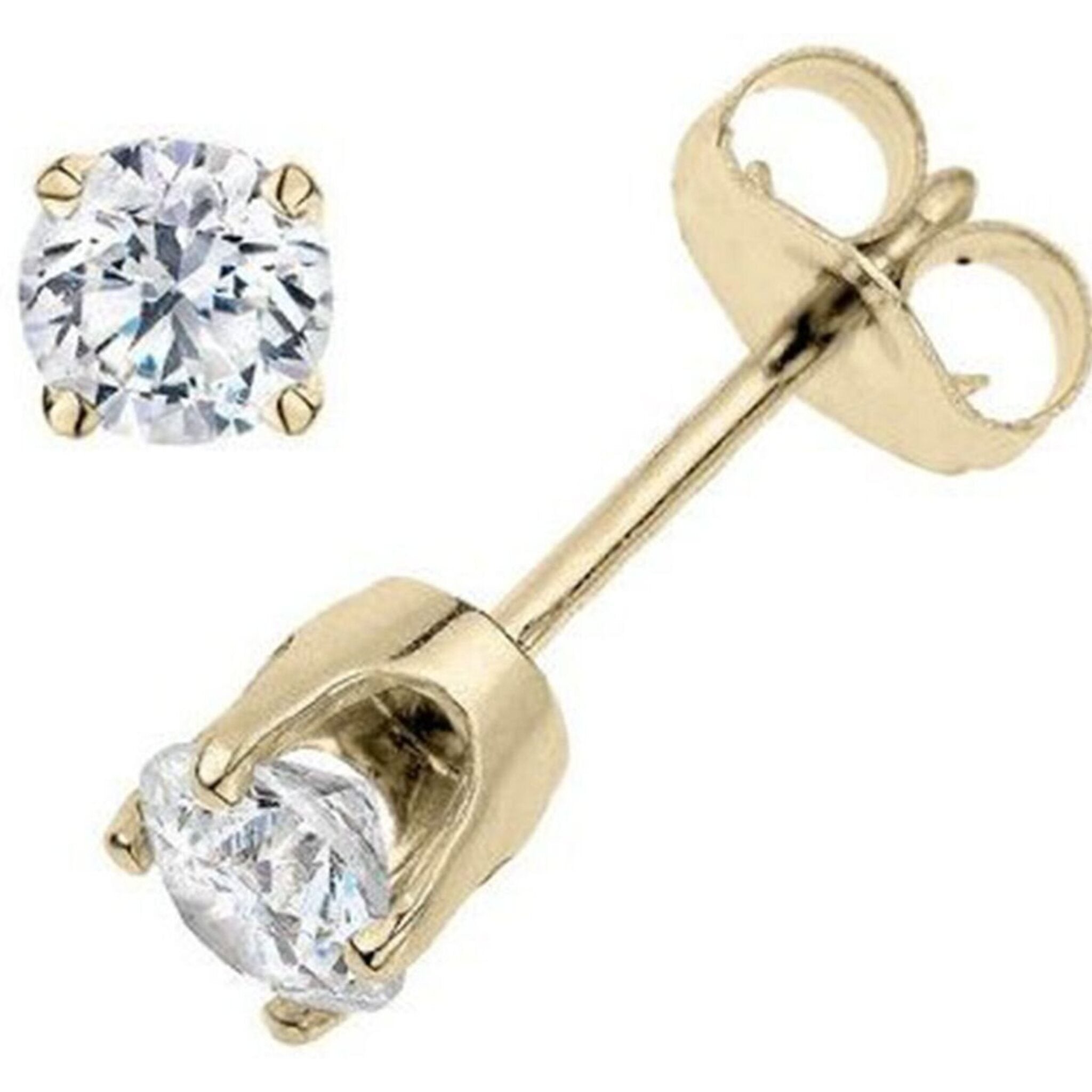 Ninacci 14K Yellow Gold Push Back Stud Earrings with 0.80 Carats I/SI2 Diamonds