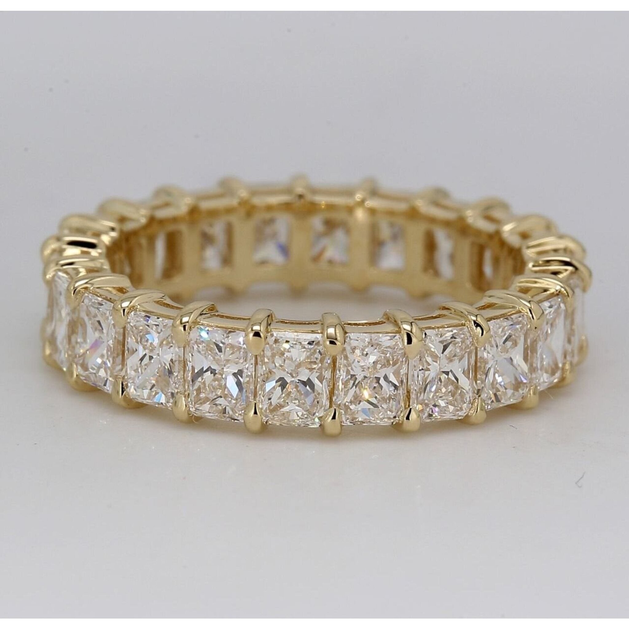 Ninacci 14K Yellow Gold Radiant Cut Eternity Band - 3.40 Carat Total Diamond Weight - Size 5.0