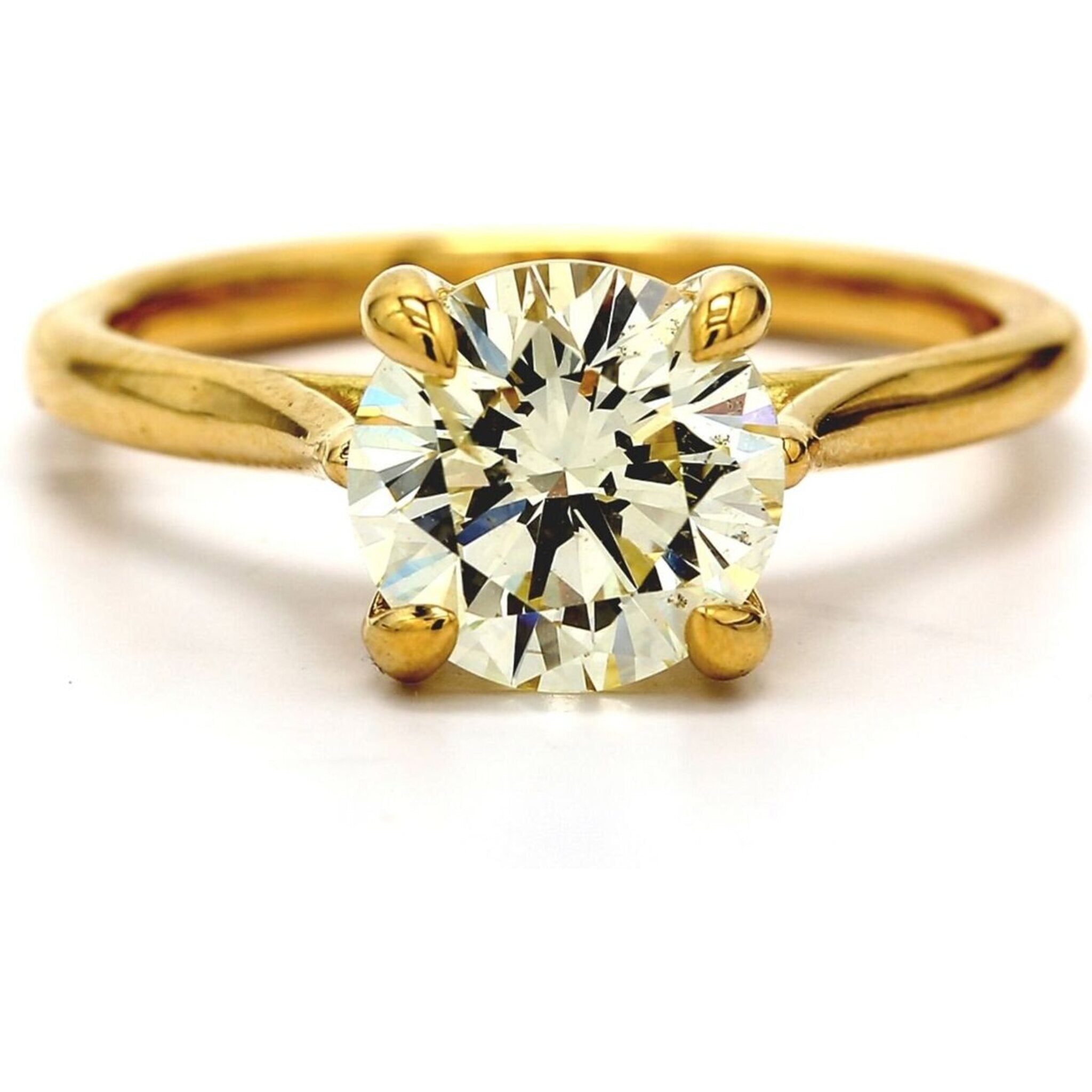 Ninacci 14K Yellow Gold Solitaire Ring with 2.00 Carats Certified Round Diamond