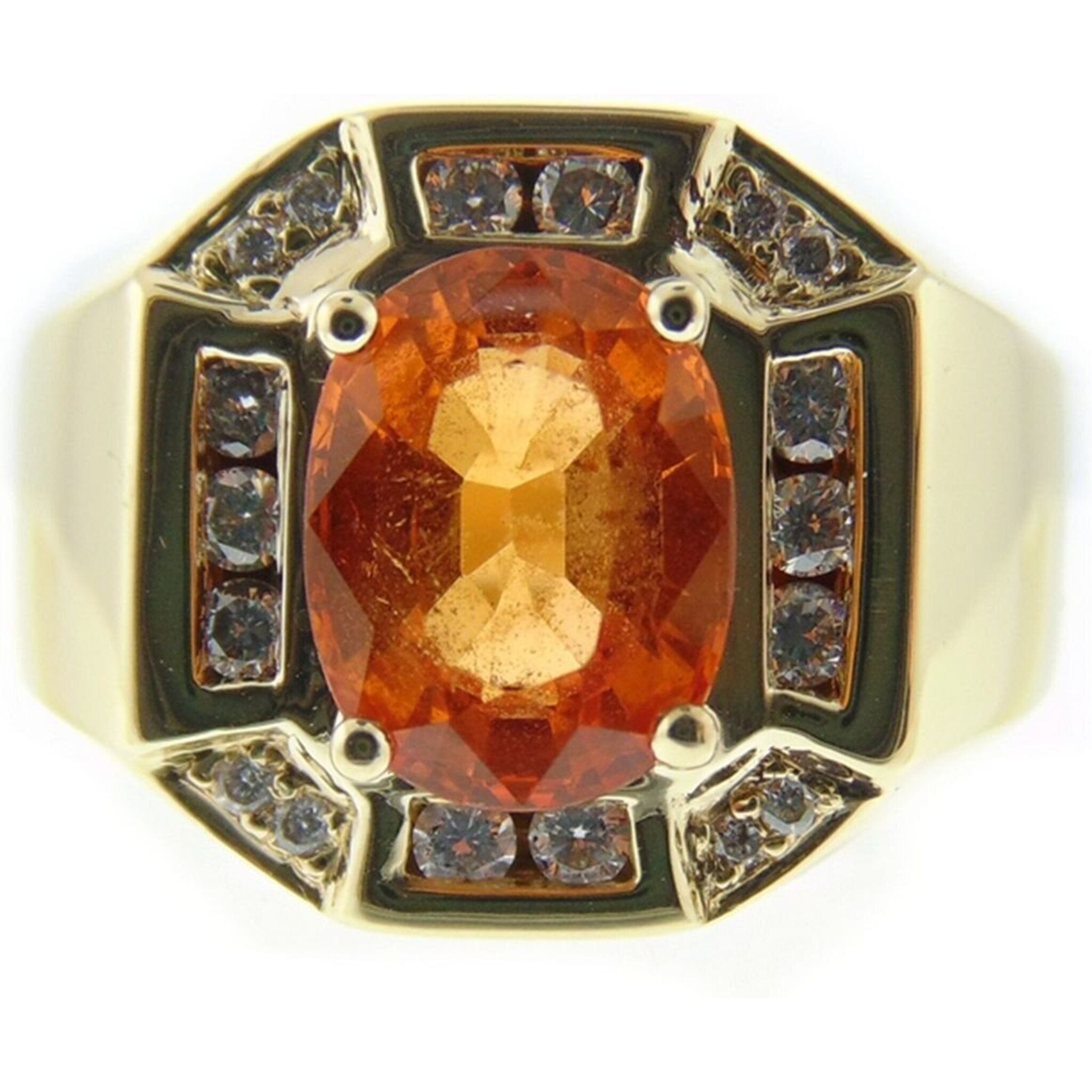 Ninacci 14K Yellow Gold Spessartite Garnet and Diamond Engagement Ring - 3.40 Carats Total Gem Weight