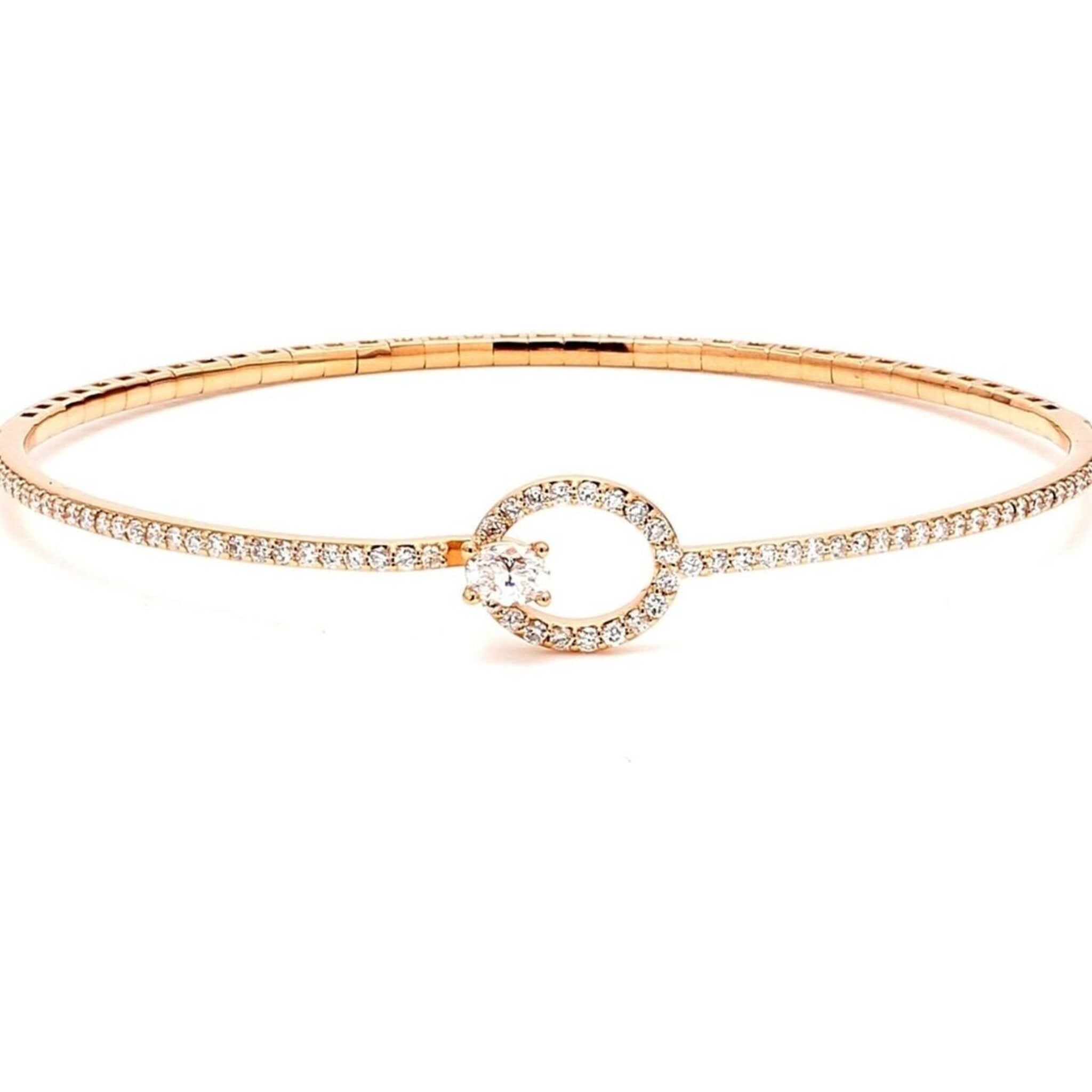 Ninacci 18K Gold Diamond Cascade Hook Bangle - 0.85 Carat Total Diamond Weight