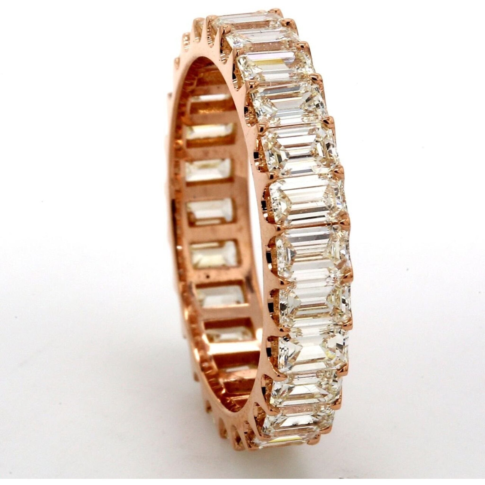 Ninacci 18K Rose Gold 2.68 Carats Emerald Cut Diamond Eternity Band - Size 5.5