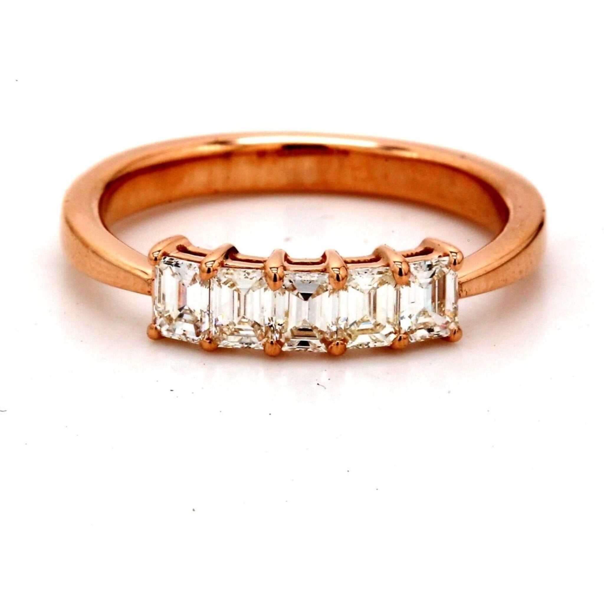 Ninacci 18K Rose Gold 5-Stone Diamond Band Ring - 0.71 Carat Total Diamond Weight - Size 6.5