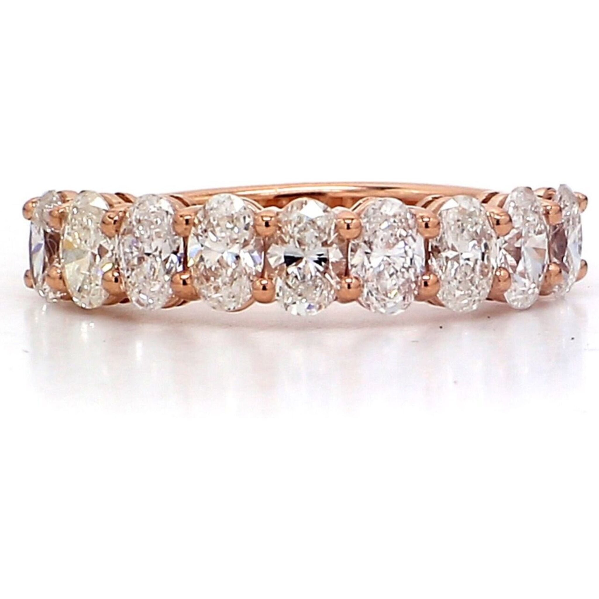 Ninacci 18K Rose Gold 9-Stone Oval Diamond Band - 1.22 Carat Total Diamond Weight - Size 5
