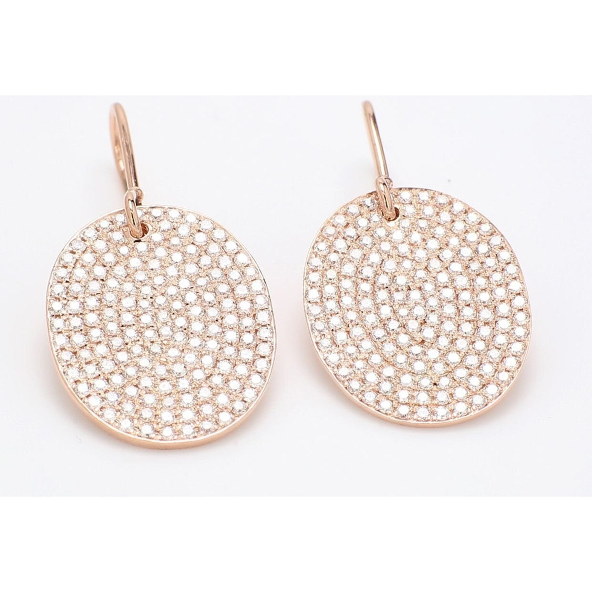 Ninacci 18K Rose Gold Dangling Earrings with Pave Set Round Diamonds - 3.45 Carat Total Diamond Weight