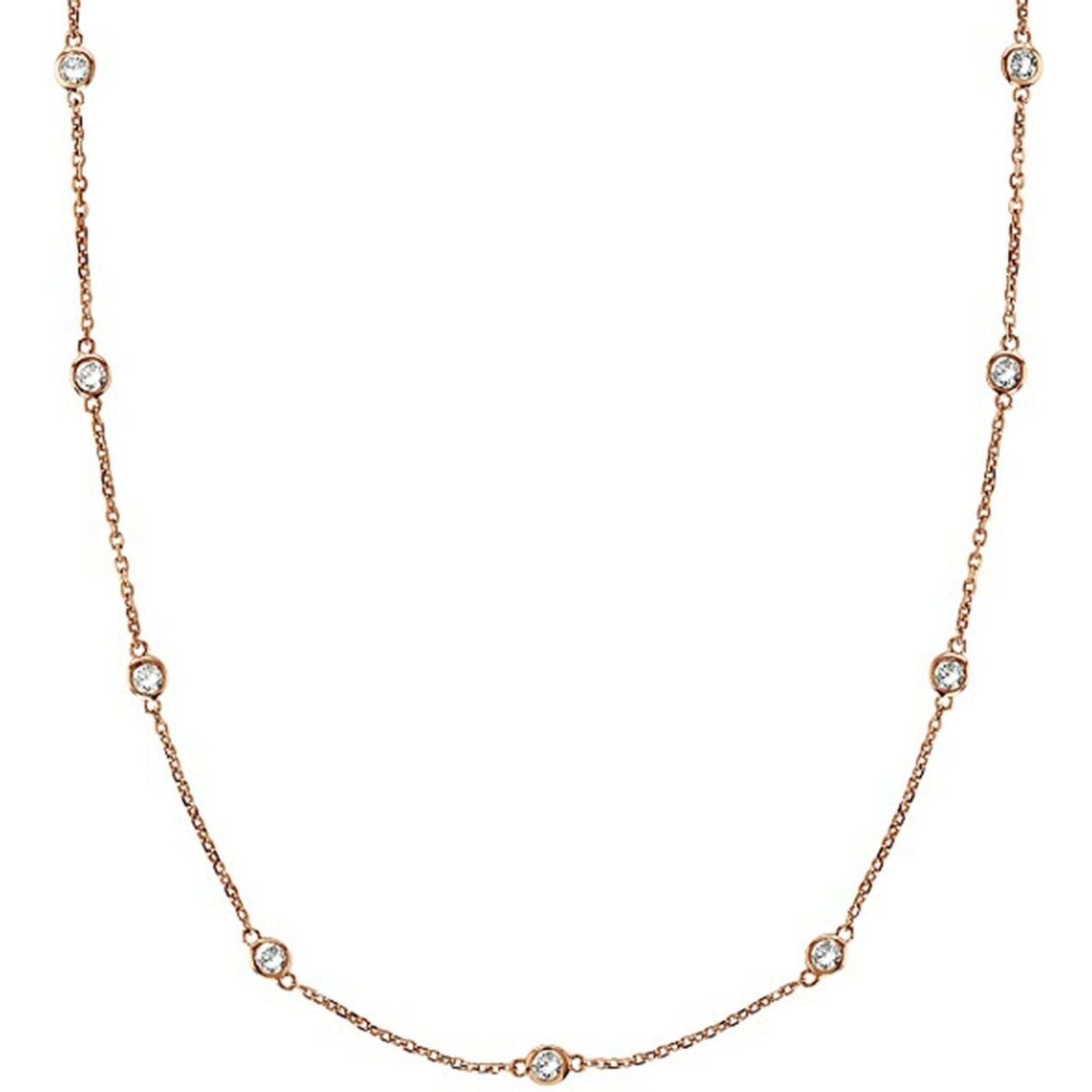 Ninacci 18K Rose Gold Diamonds by the Yard Necklace - 1.31 Carat Total Diamond Weight