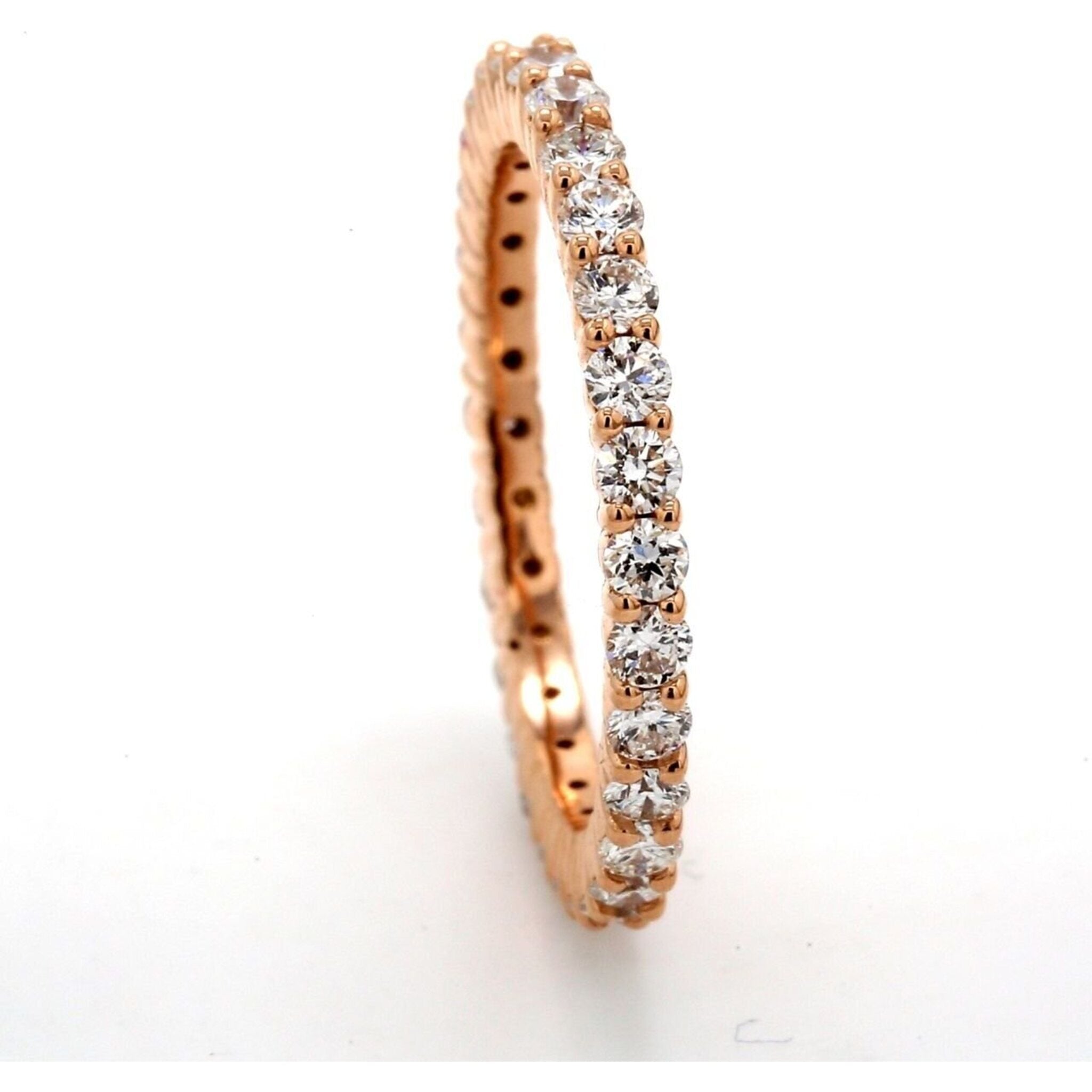 Ninacci 18K Rose Gold Eternity Band with Prong-Set Round Diamonds - 0.88 Carat Total Diamond Weight - Size 5.0