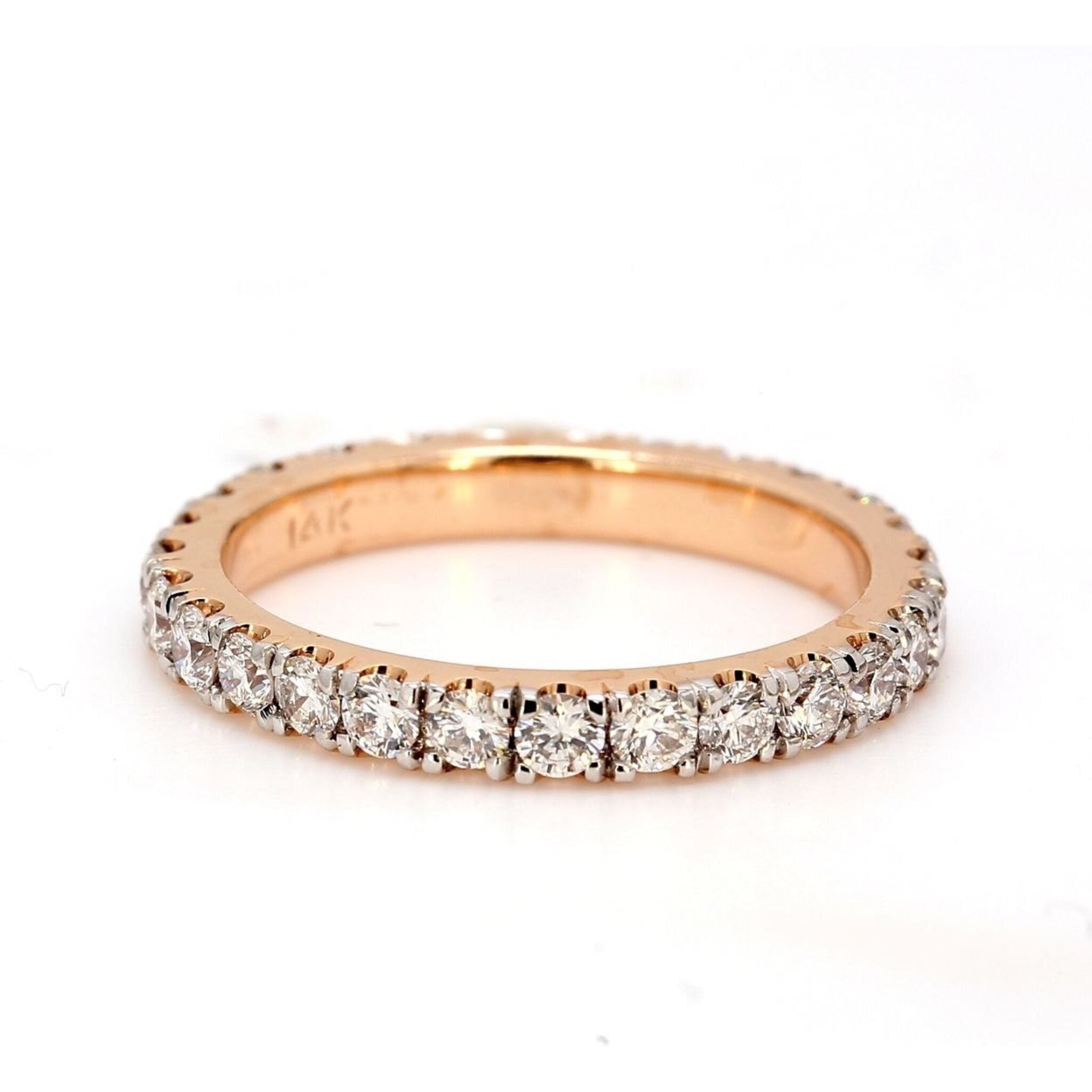 Ninacci 18K Rose Gold Eternity Band with U-Prong Set Round Diamonds - 0.80 Carat Total Diamond Weight - Size 6.0