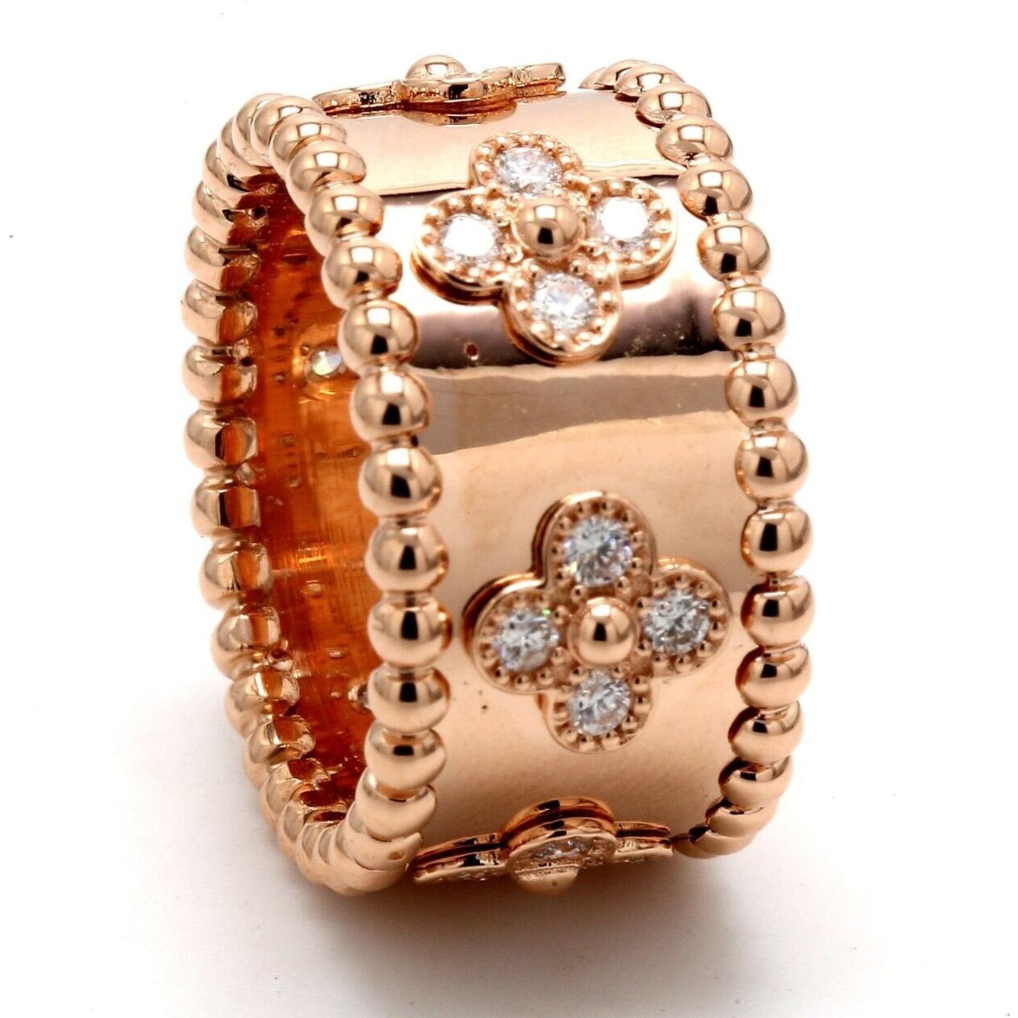 Ninacci 18K Rose Gold Flower Ring with (24) Round Diamonds - 0.60 Carat Total Diamond Weight - Size 6.25