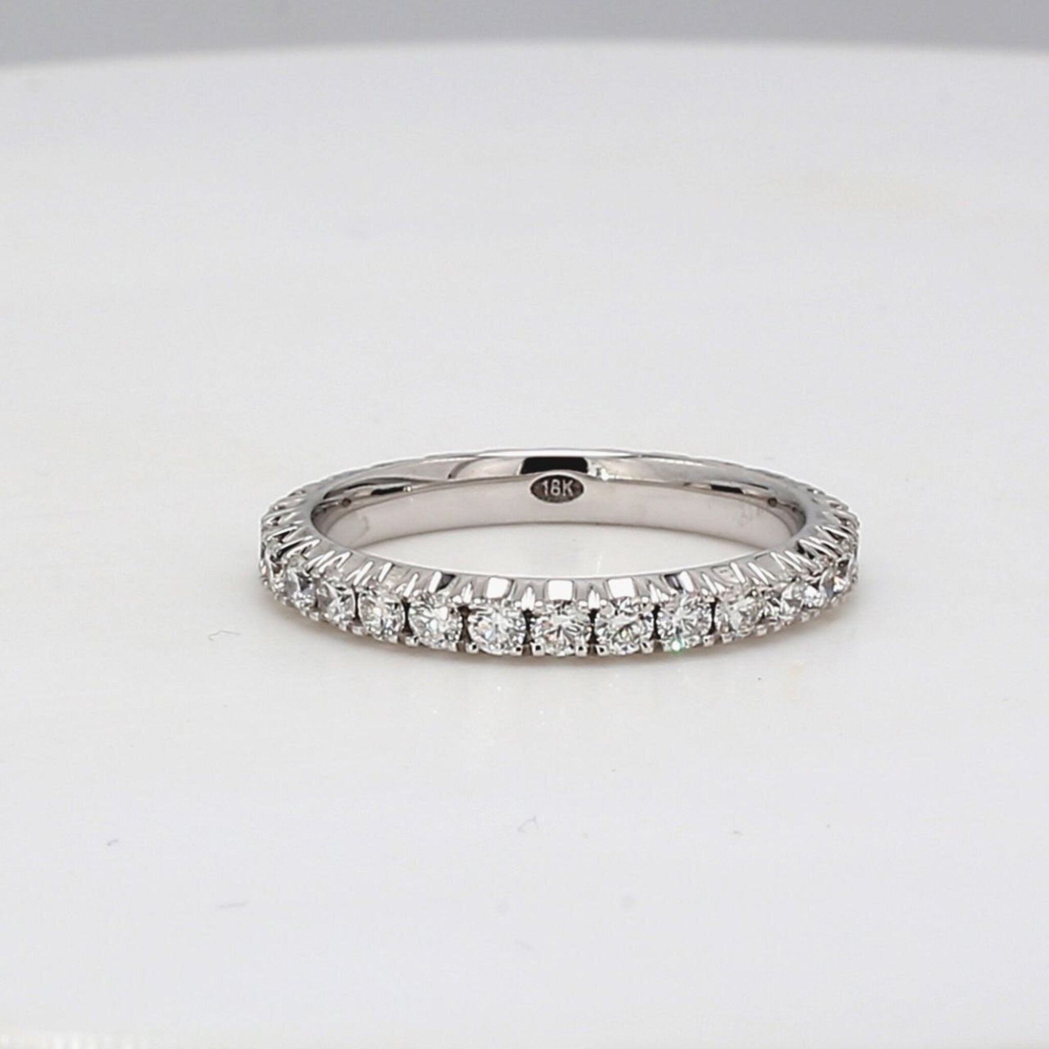 Ninacci 18K White Gold 1.11 Carats Round Diamond Eternity Band - Size 7